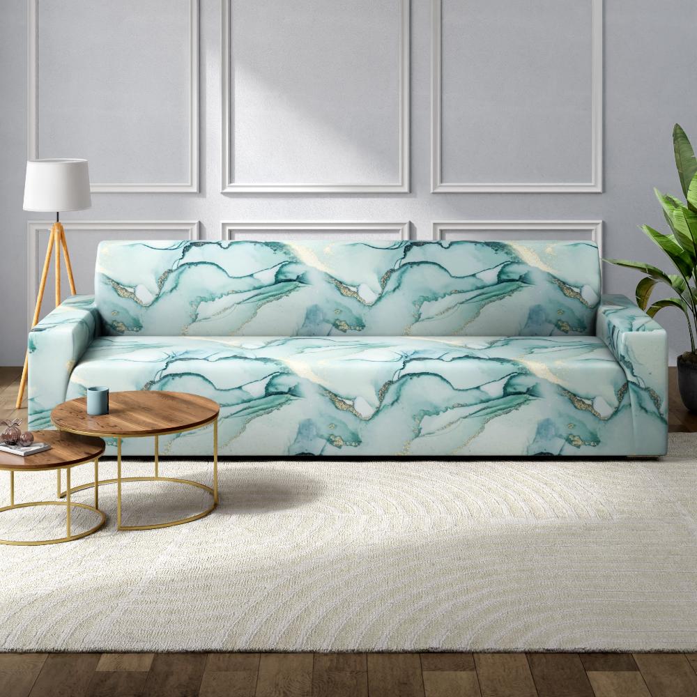 Printed 3 Seater Sofa Cover | Elastic Stretchable Sofa Slip Cover | Triple Seater Sofa Protector | Marbelo