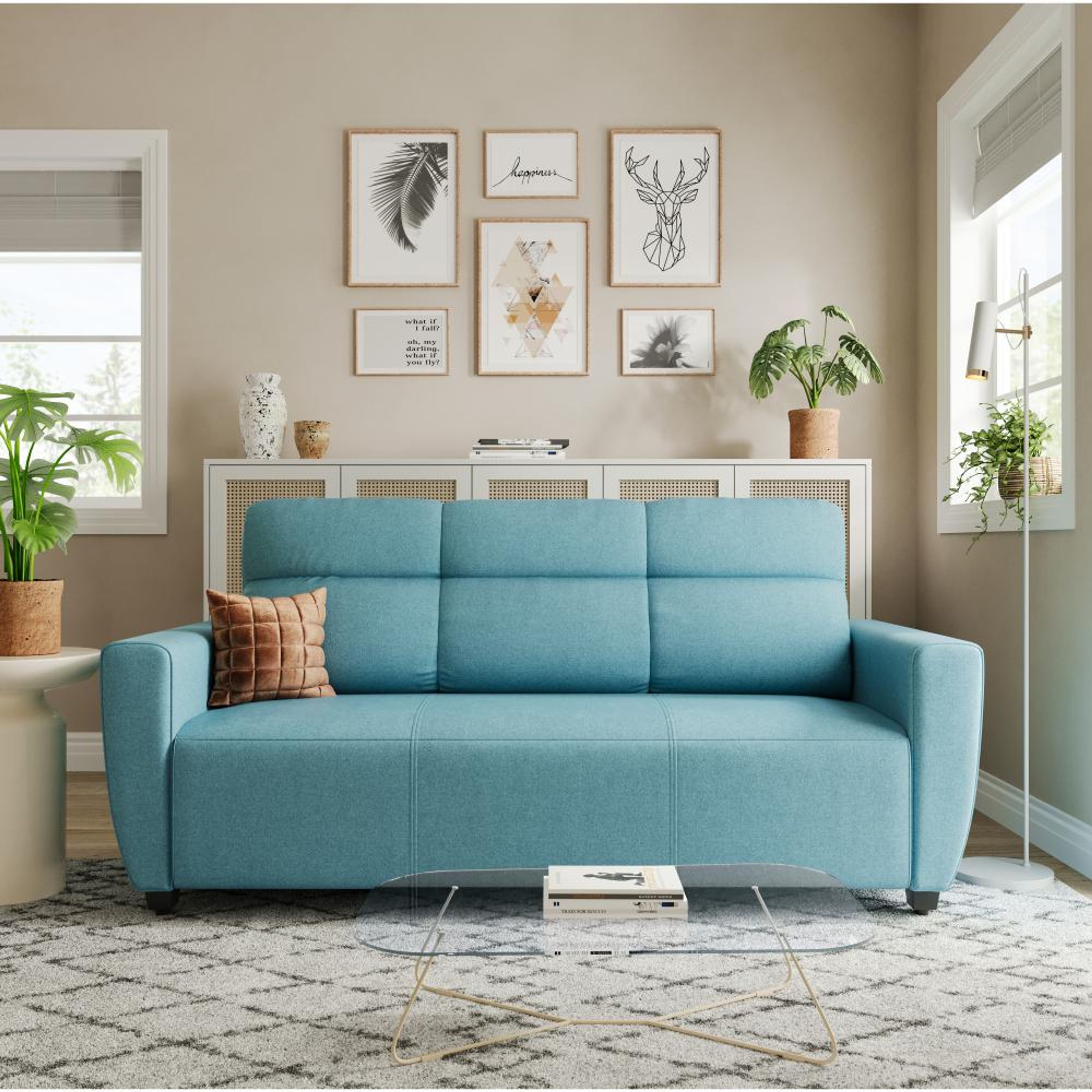 3 Seater Aqua Blue Belize Plus Sofa