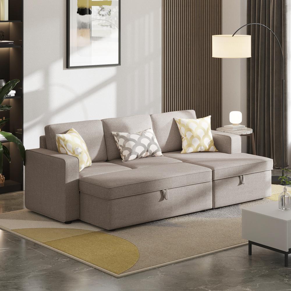 Wakefit Napper Convertible L Shape Sofa Cum Bed with Storage (2 Seater + Right Aligned Chaise)