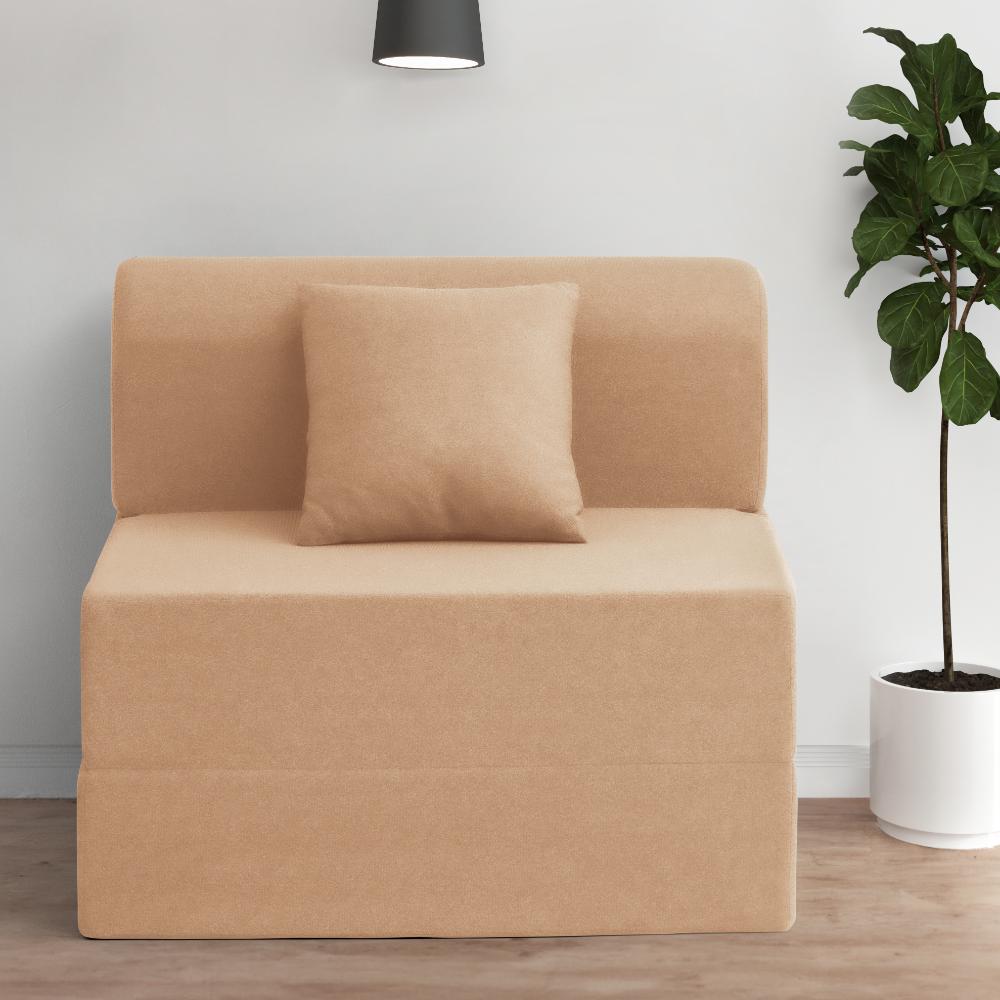 Wakefit Flipper Sofa Cum Bed - One Seater (6'x2.5') Feet- WarpKnit Beige