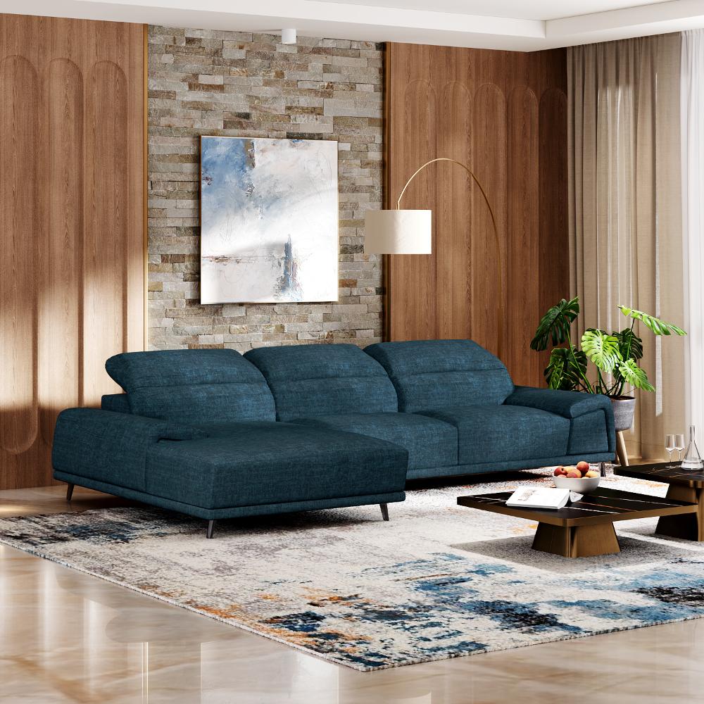 Wakefit Suva L Shape Sofa Set (3 Seater + Left Aligned Chaise)