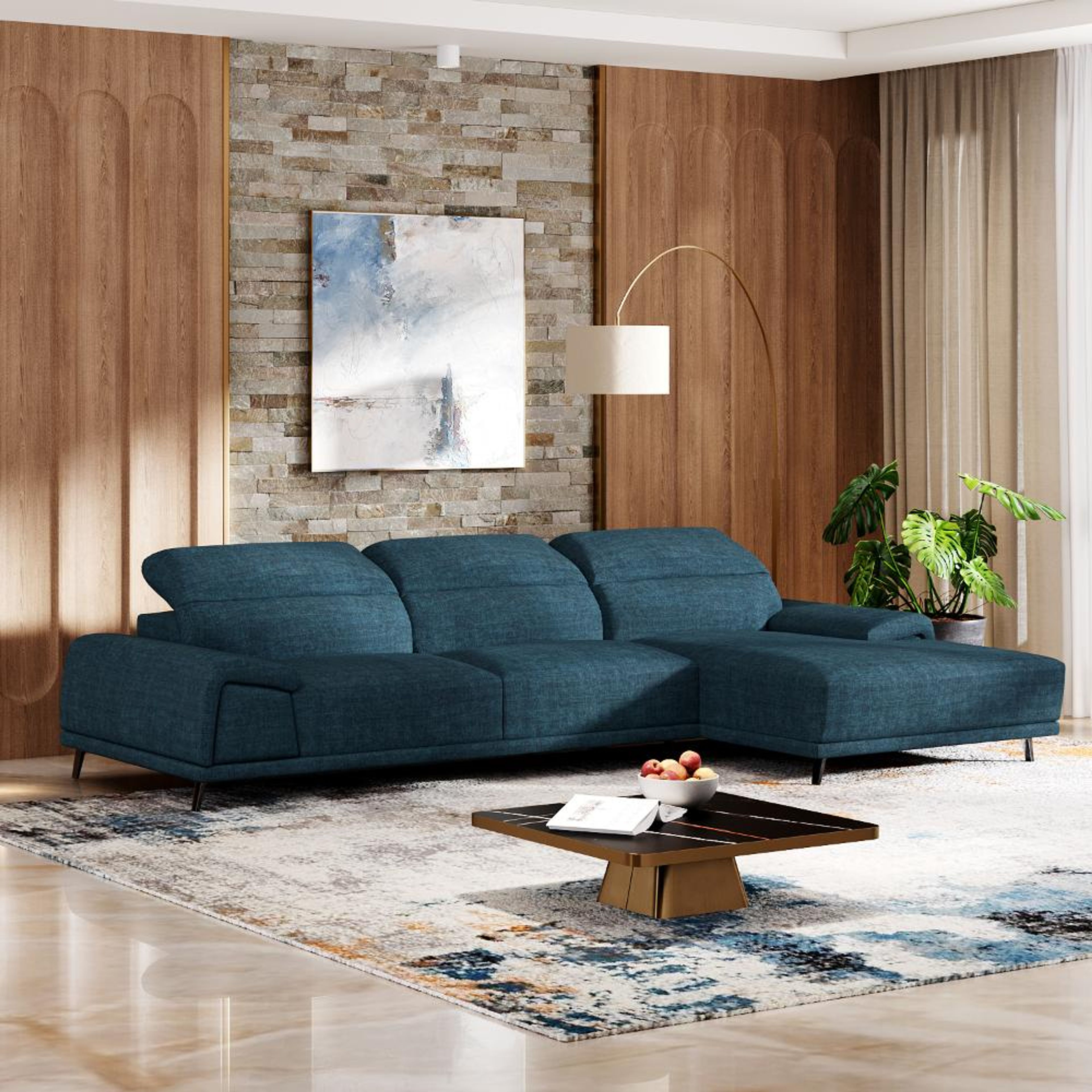 Wakefit Suva L Shape Sofa Set (3 Seater Right Aligned Chaise)