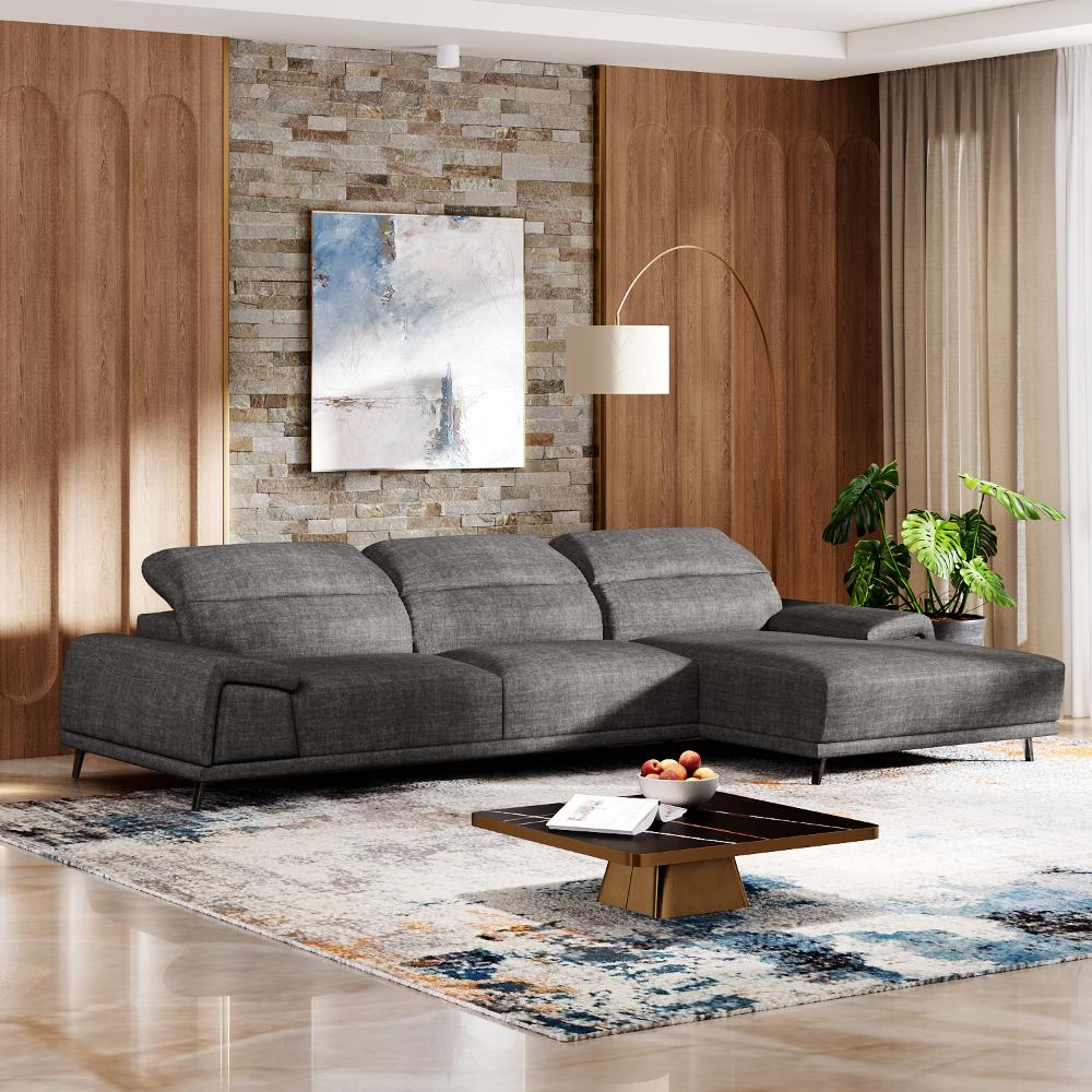 Wakefit Suva L Shape Sofa Set (3 Seater + Right Aligned Chaise)