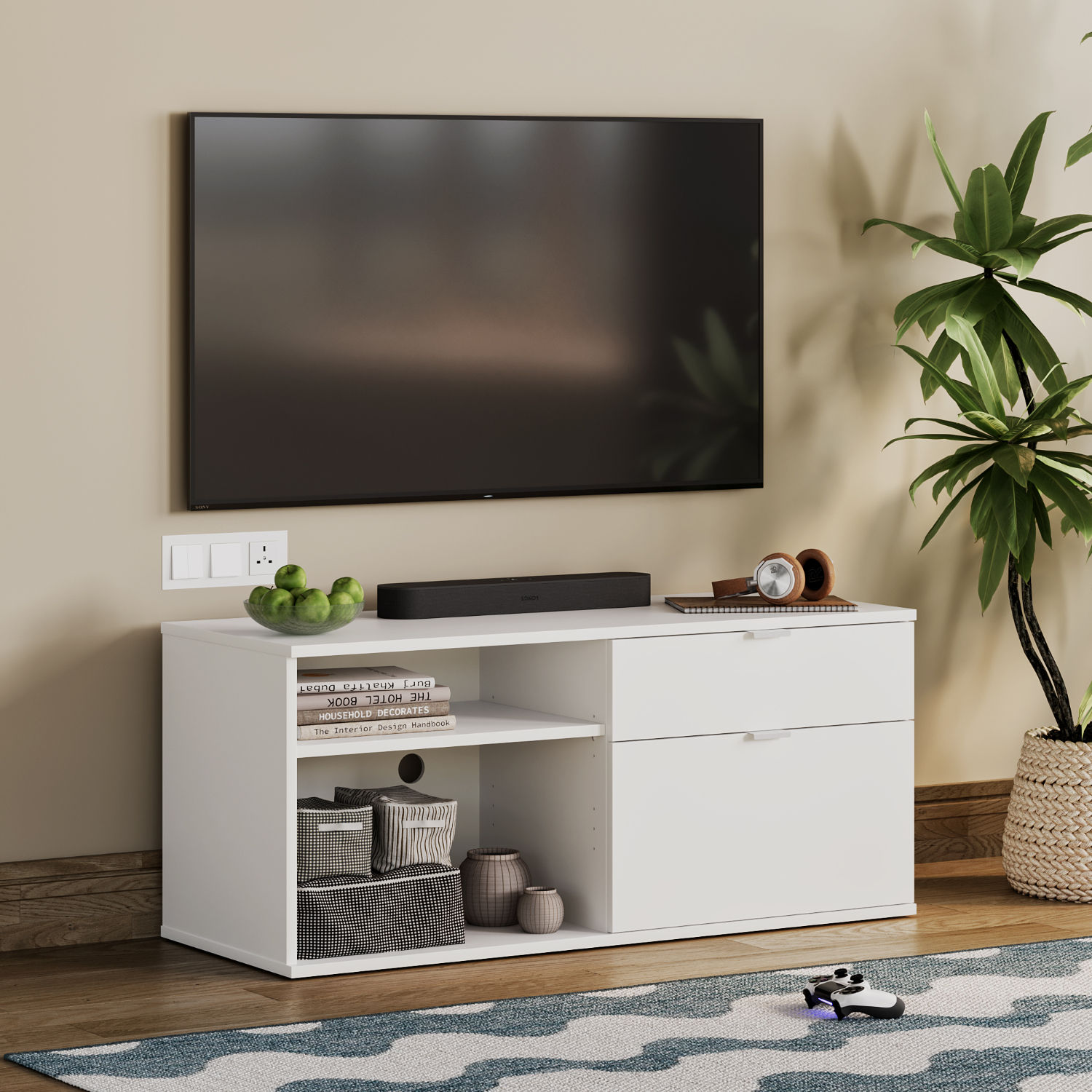 Wakefit Serendipity TV Unit (Frosty White)