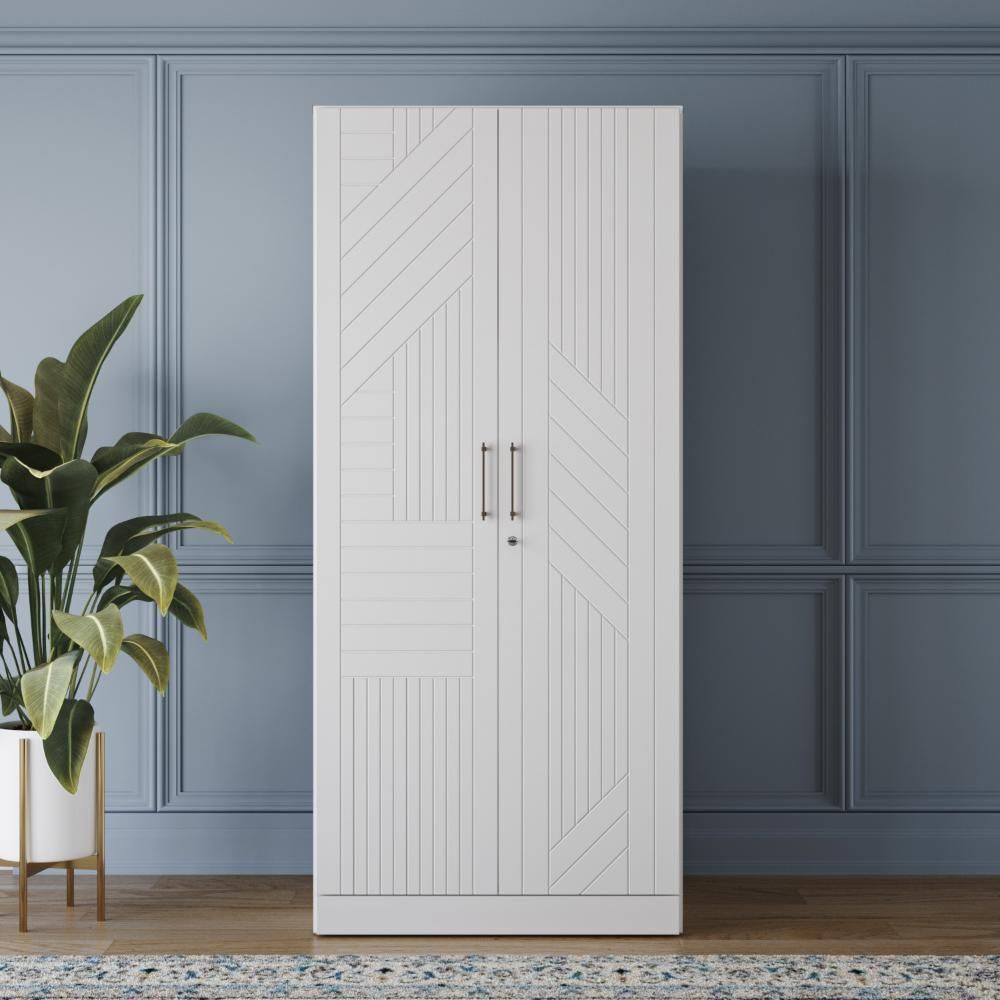 Tyrian 2 Door with 2 Shelves ,1 Drawer 1, Hanging Area & 1 Carcass Frosty White Shutter | Without Mirror | (White)