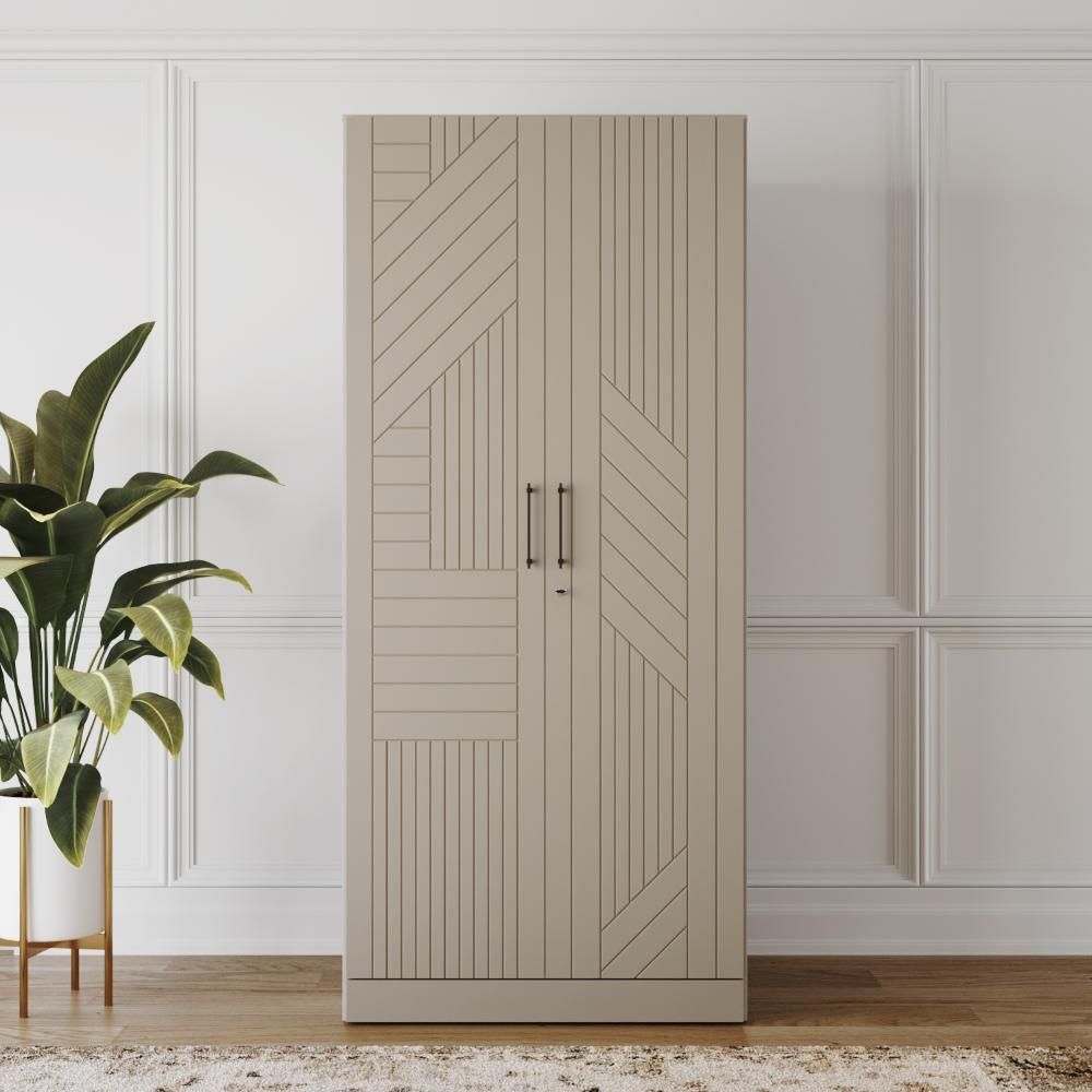 Wakefit Tyrian 2 Door with 2 Shelves 1 Drawer 1 Hanging Area 1 Carcass: Pumic Grey ,Shutter: Creamy Brown