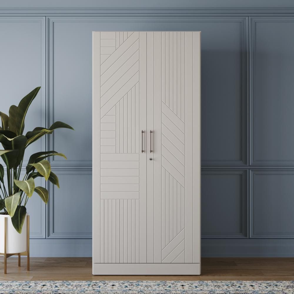 Tyrian 2 Door with 2 Shelves, 1 Drawer 1, Hanging Area & 1 Carcass Pumic Grey Shutter | Without Mirror | (Light Grey)