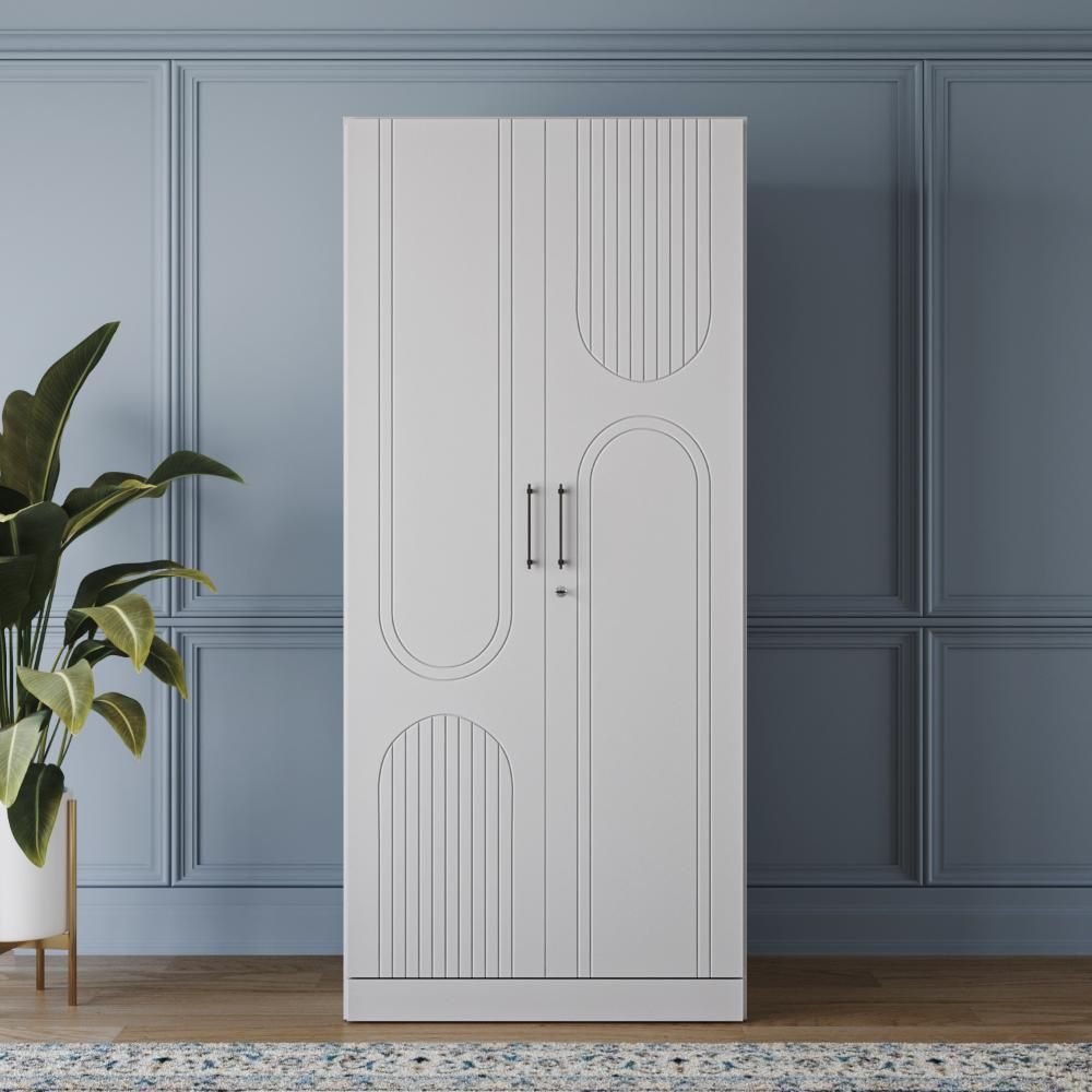 Tyrian 2 Door with 2 Shelves, 1 Drawer, 1 Hanging Area & 1 Carcass Frosty White Shutter | Without Mirror | (White)