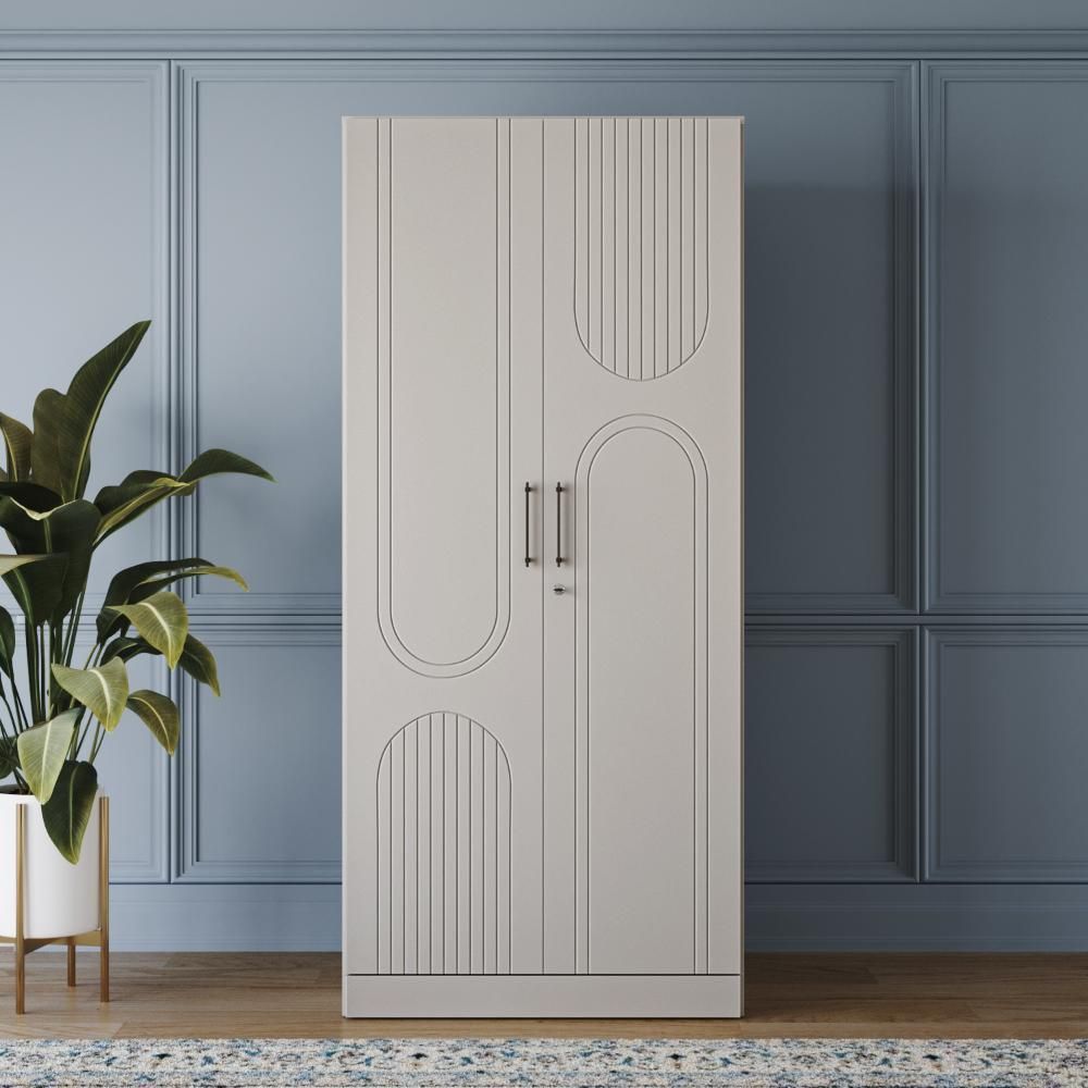 Tyrian 2 Door with 2 Shelves , 1 Drawer 1, Hanging Area & 1 Carcass Pumic Grey Shutter | Without Mirror | (Light Grey)