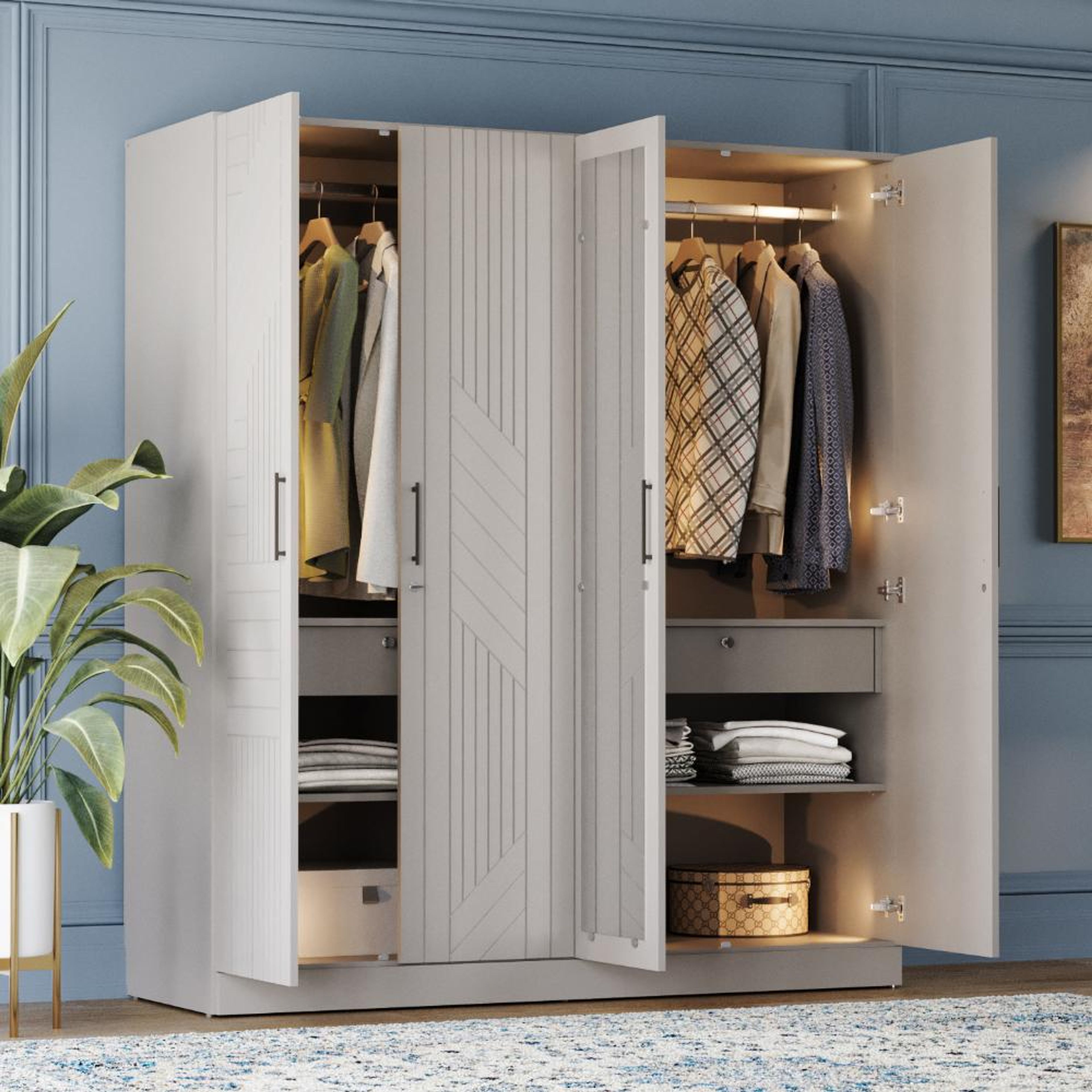 4 Door Wardrobe Stylish Storage Wardrobe