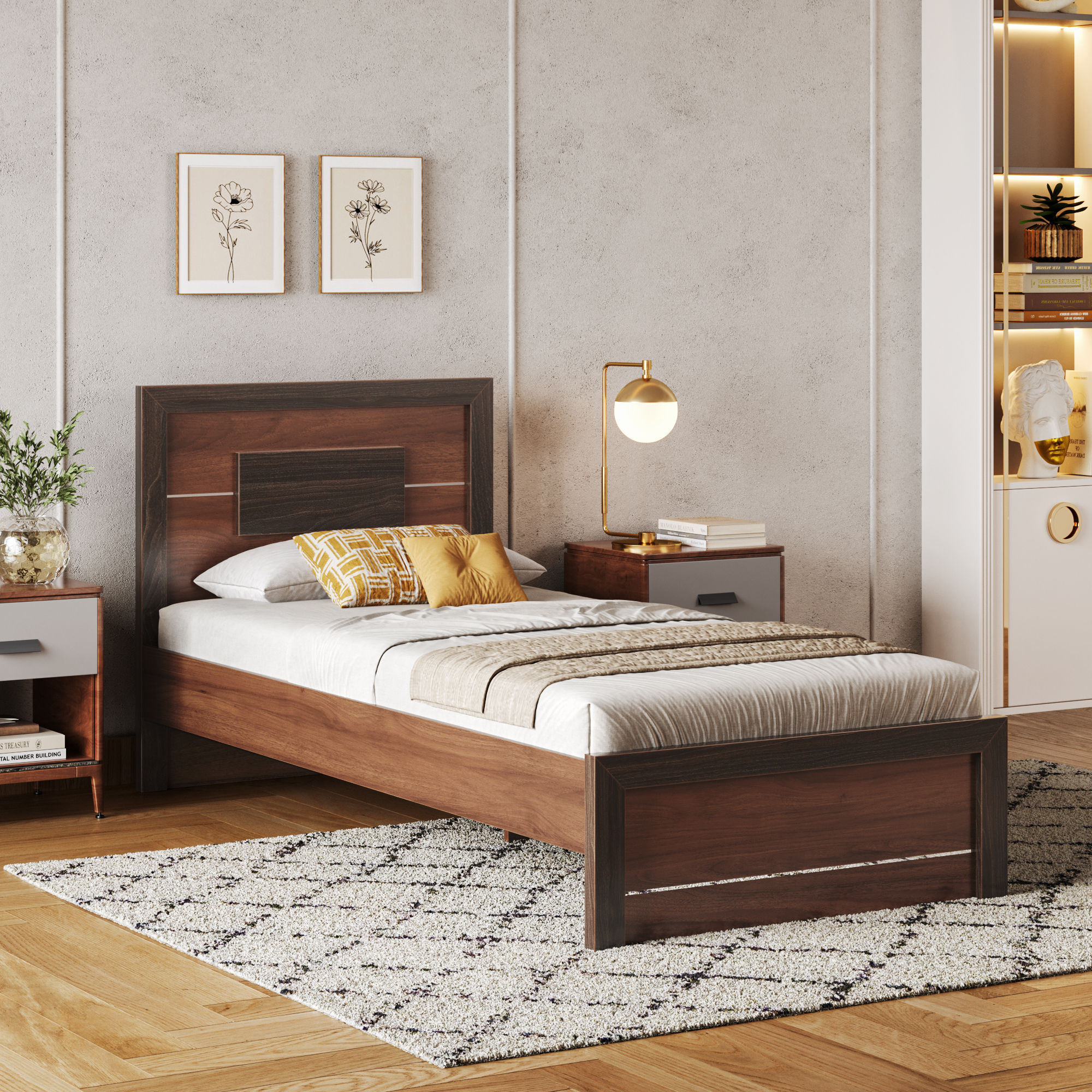 Wakefit Nyra Single Engineered Wood Bed Without Storage