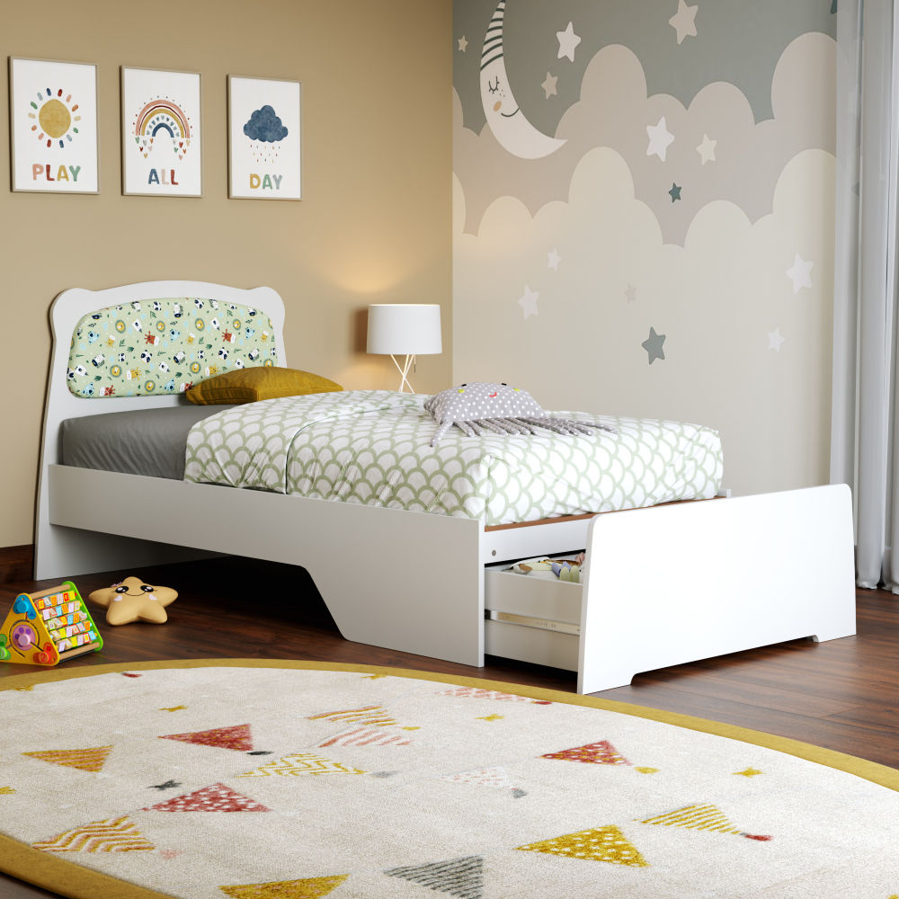 Marge Kids Bed with Storage | (72x36 inch) | Engineered Wood Kids Single Bed with Underbed Storage