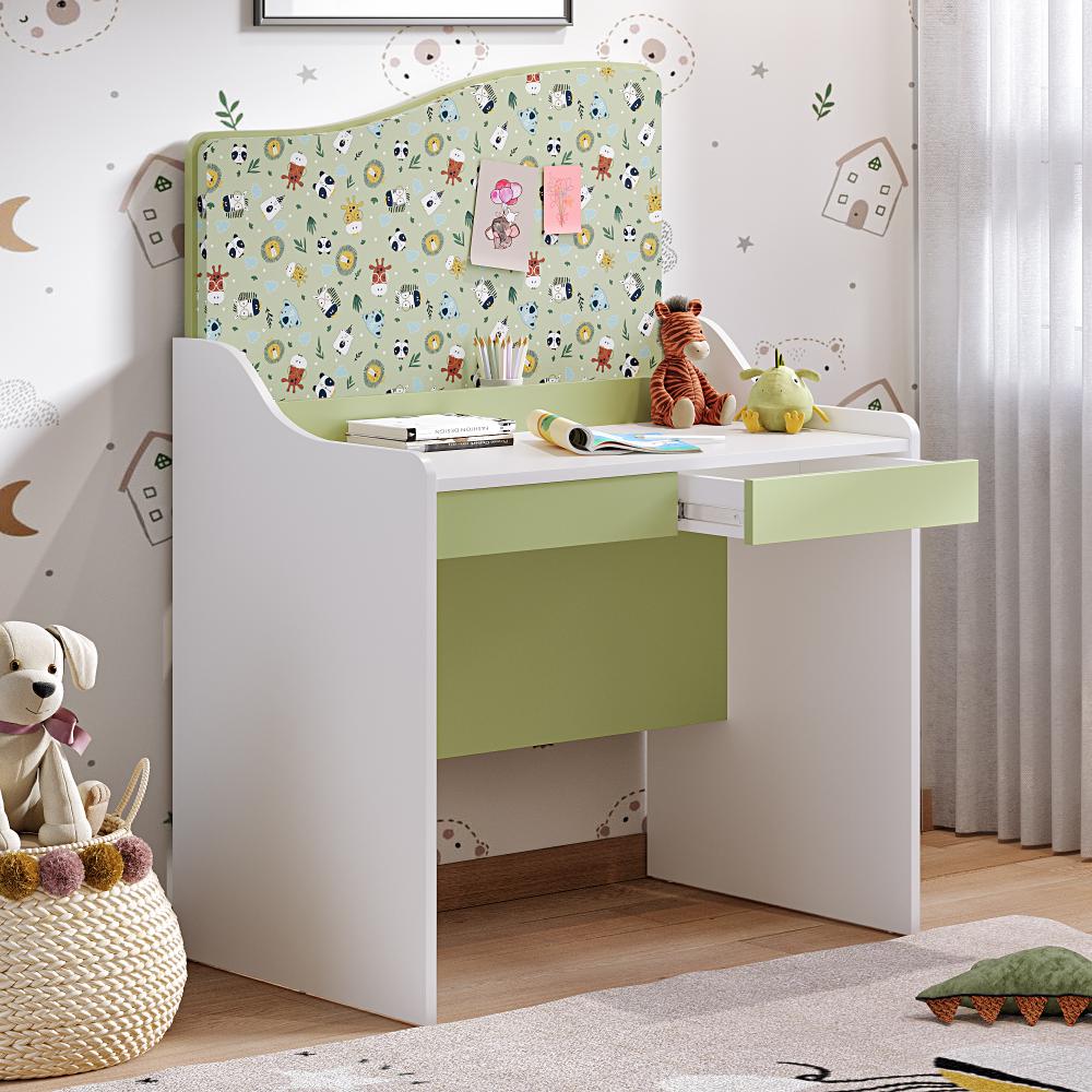 Wiggle Kids Study Table | (36x22 inch) | (Frosty White) | Space-Saving Wooden Study Desk for Kids