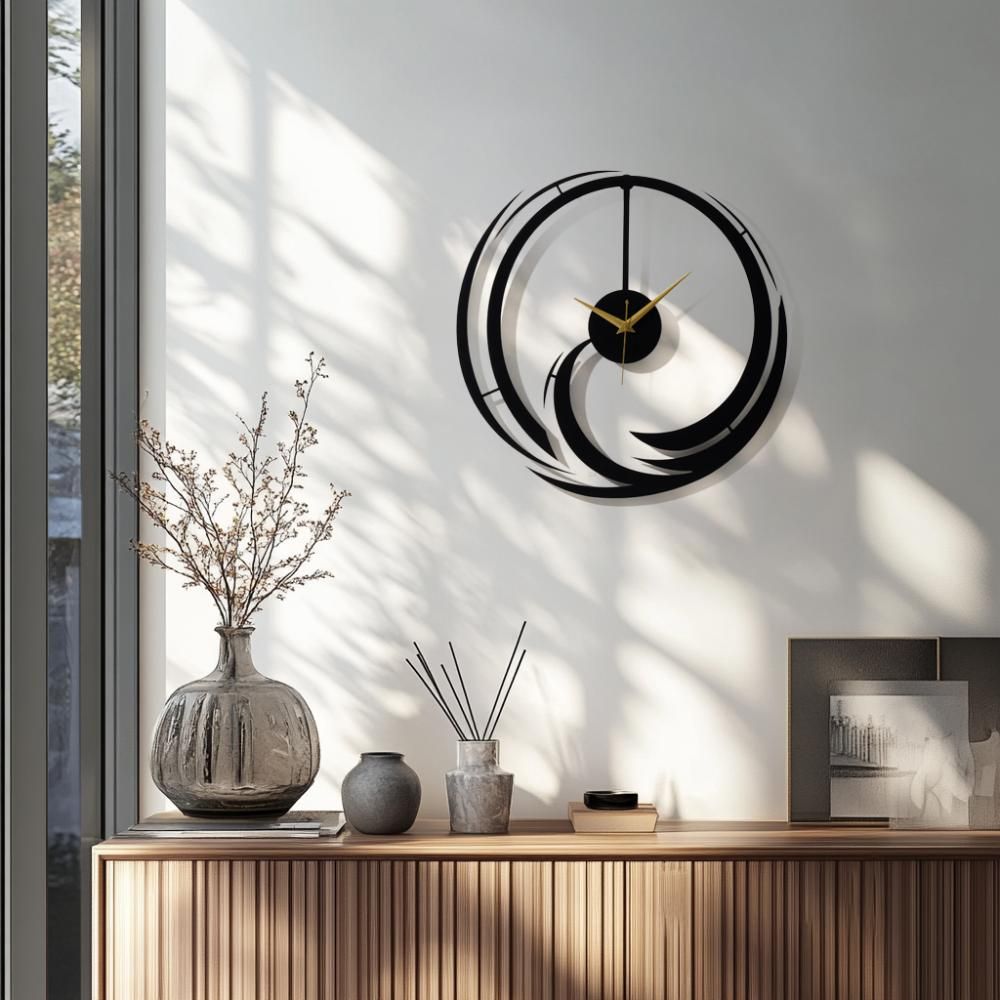 Metal Analog Wall Clock Big | 20 Inch | Laser Cut Abstract Home Decor & Gifting Option | For Living Room Study Bedroom & Office Decor | Eternia Metal Wall Clock D500