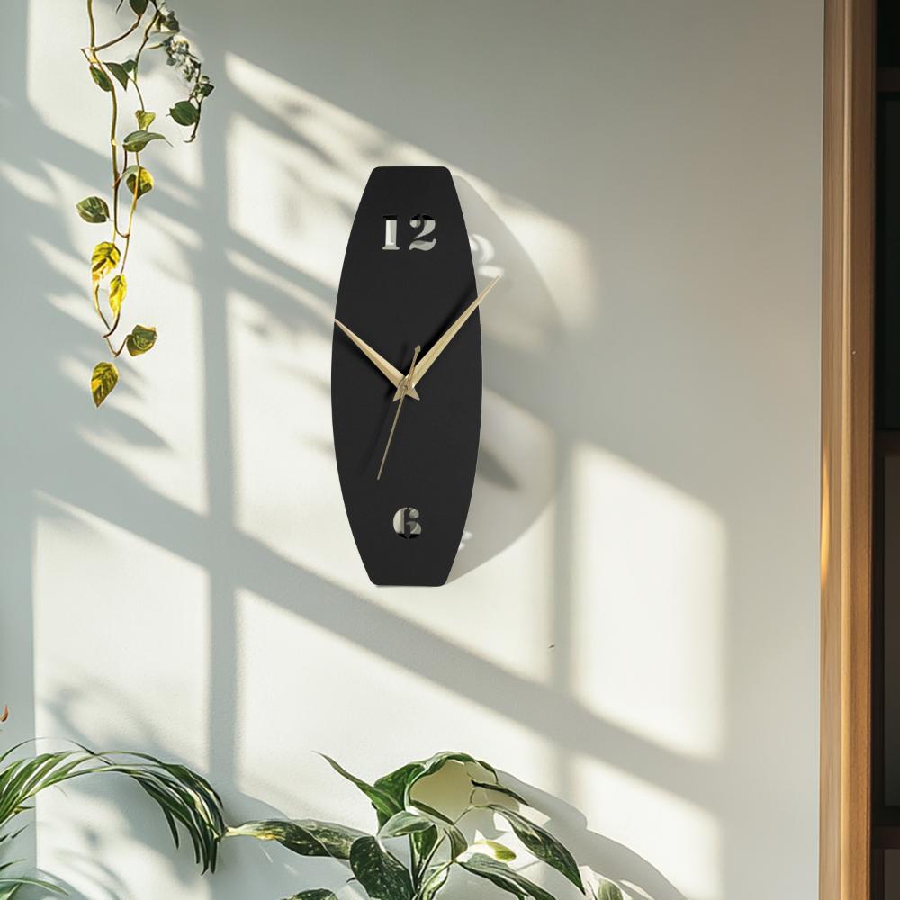 Metal Analog Wall Clock Medium | 18 Inch | Laser Cut Abstract Home Decor & Gifting Option | For Living Room Study Bedroom & Office Decor | Fleur Metal Wall Clock H450 Black