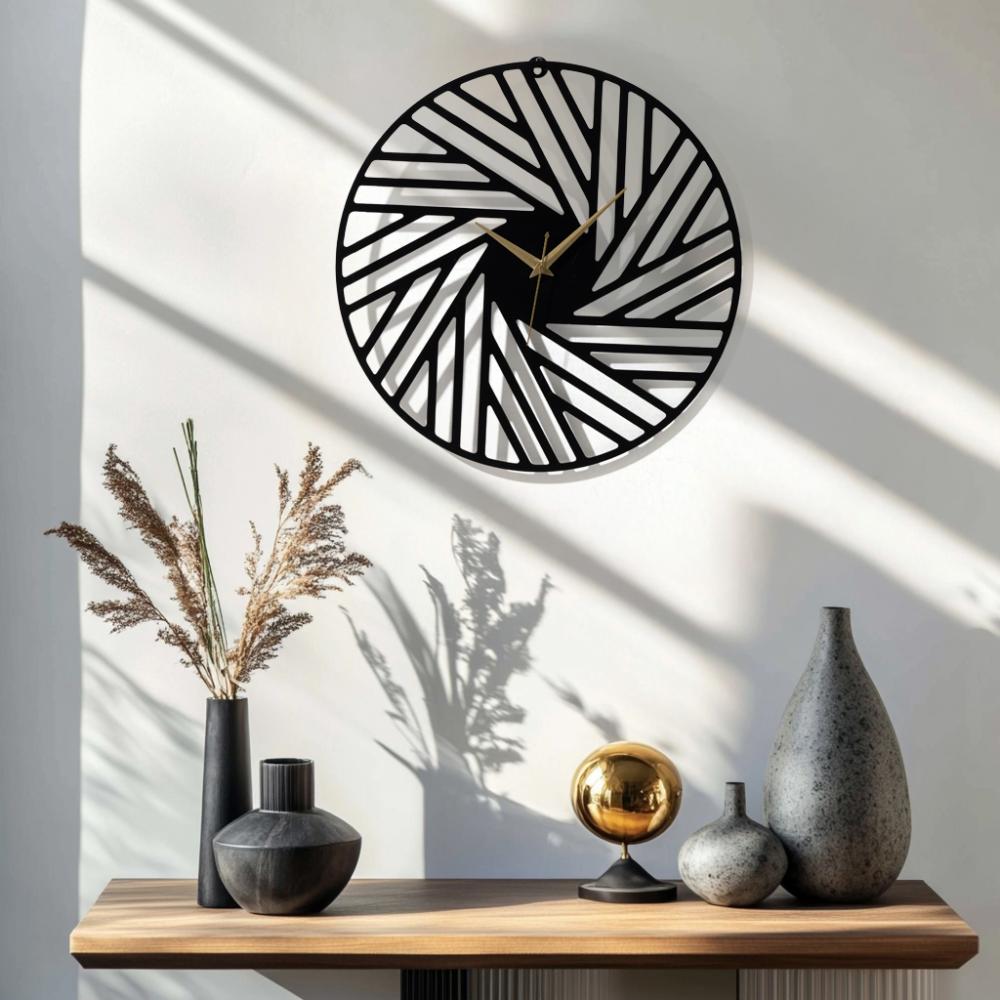 Metal Analog Wall Clock Big | 20 Inch | Laser Cut Abstract Home Decor & Gifting Option | For Living Room Study Bedroom & Office Decor | Mistral Wall Clock D500