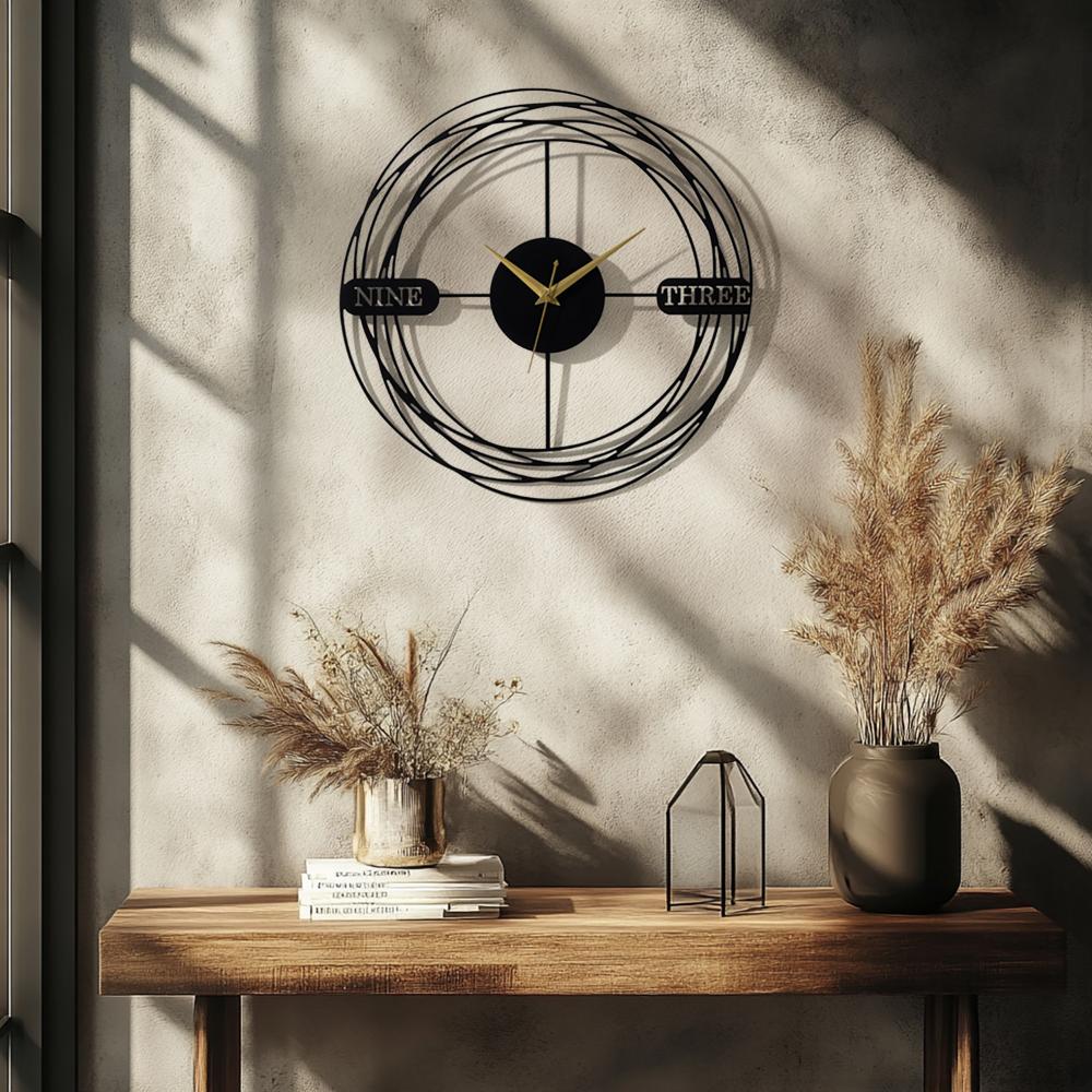 Metal Analog Wall Clock Medium | 16 Inch | Laser Cut Abstract Home Decor & Gifting Option | For Living Room Study Bedroom & Office Decor | Nebula Metal Wall Clock D400