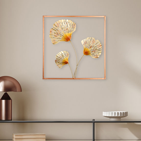 Metal Decorative Nature Framed Wall Art Small for Living Room Study Bedroom Office | Blue & Gold | 18 inch | Golden Canopy Wall Art