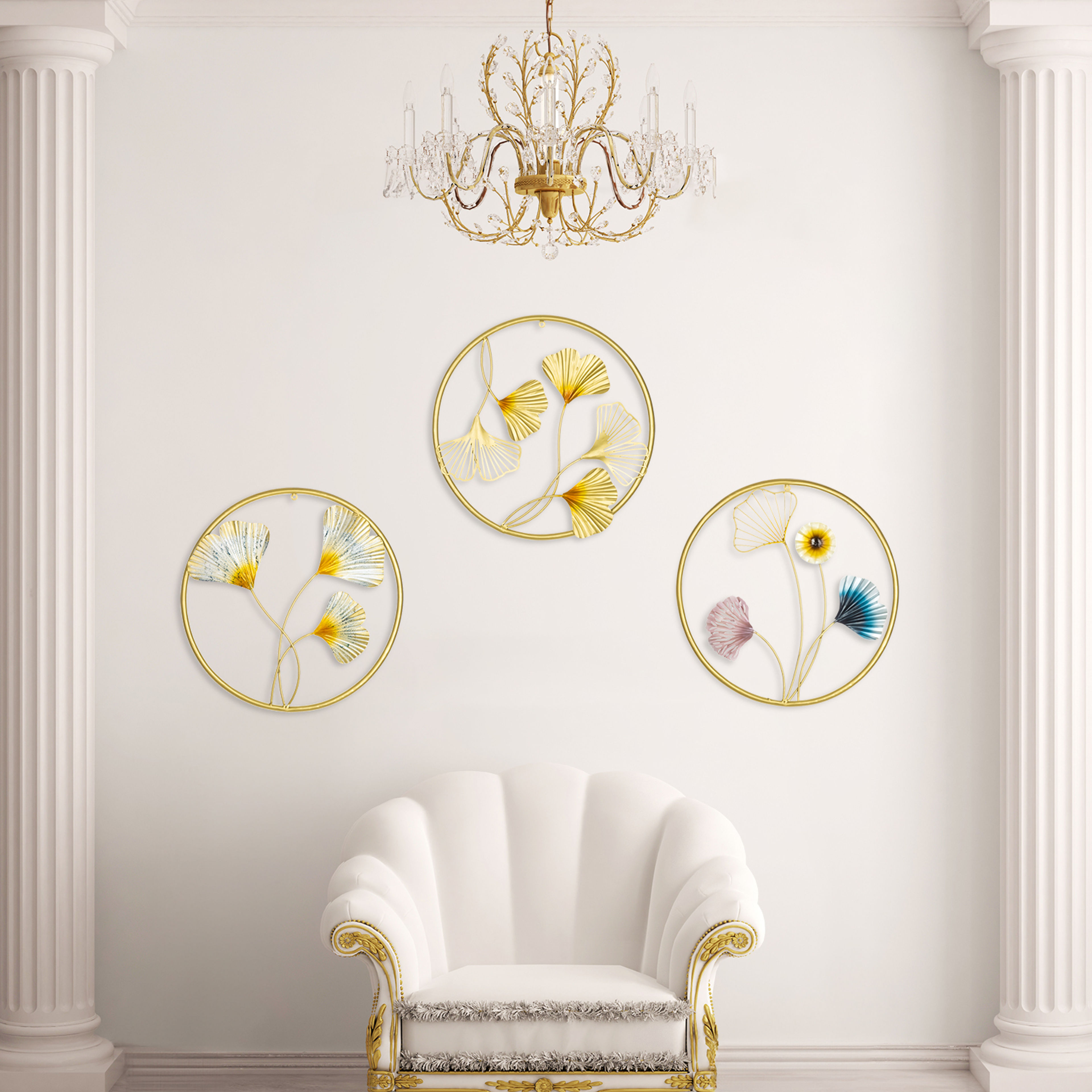White and multicolor canvas Wall Art