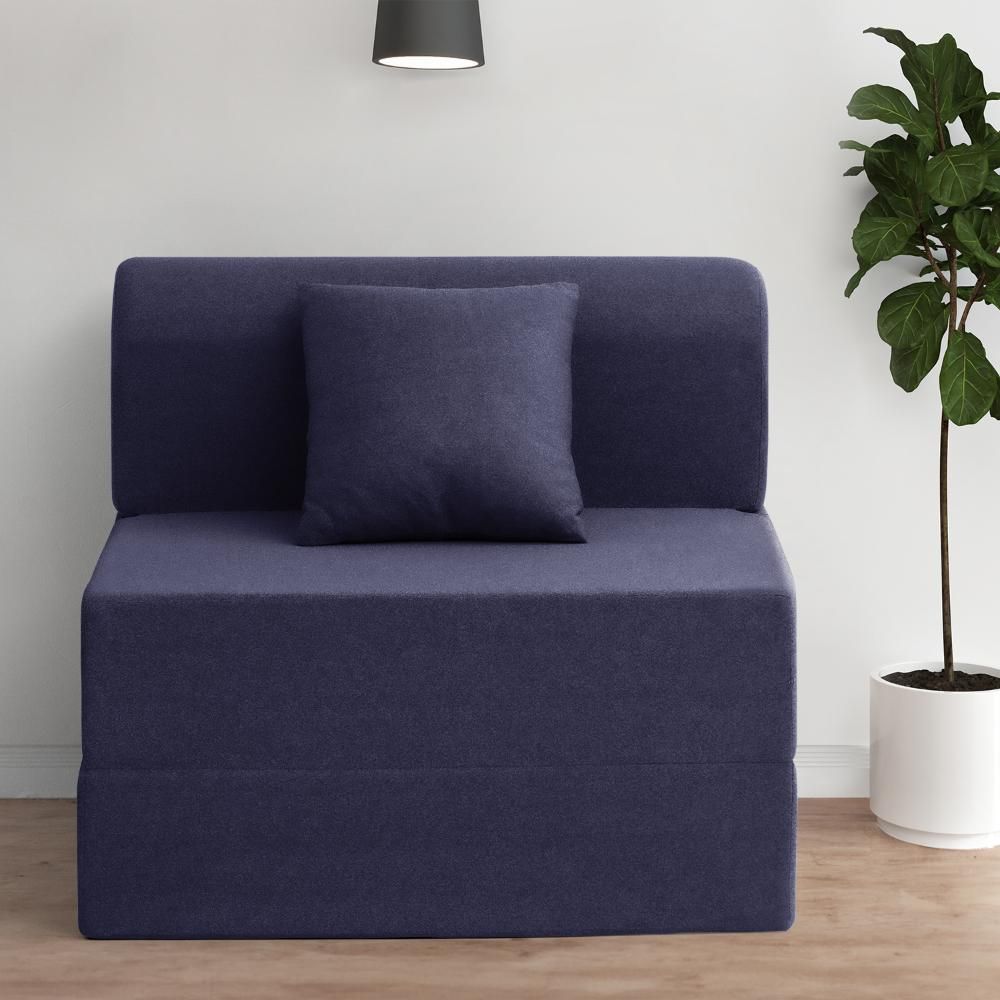 Wakefit Flipper Sofa Cum Bed - One Seater (6'x2.5') Feet- WarpKnit Blue