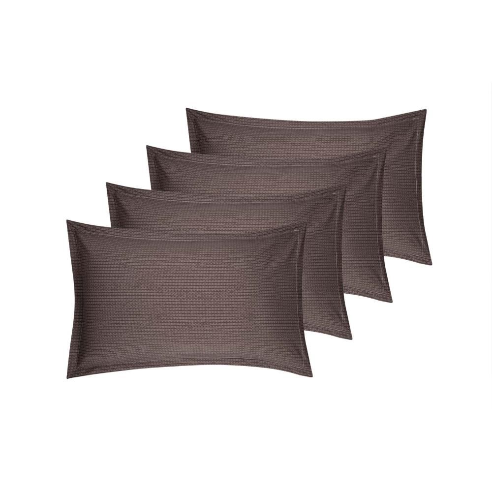 100% Cotton Pillow Cover | Standard Size 27x18 Inch | Set Of 4 | 160 TC | Ross Brown