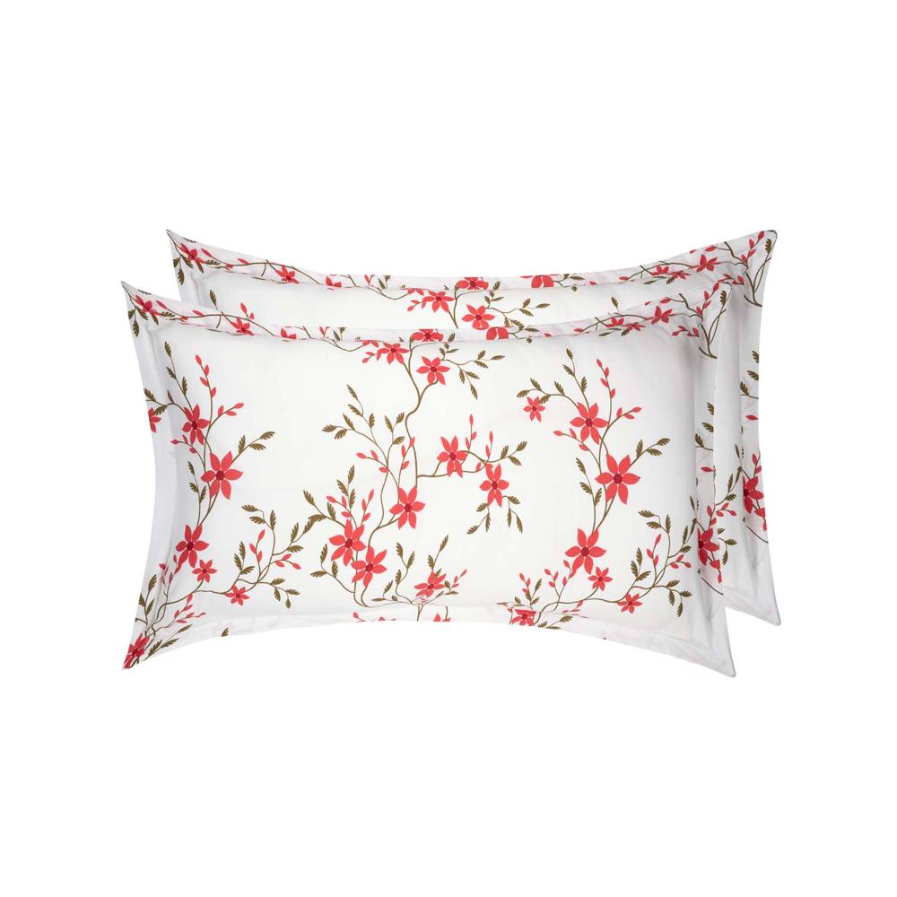 100% Cotton Pillow Cover | Standard Size 27x18 Inch | Set Of 2 | 160 TC | Sakura White