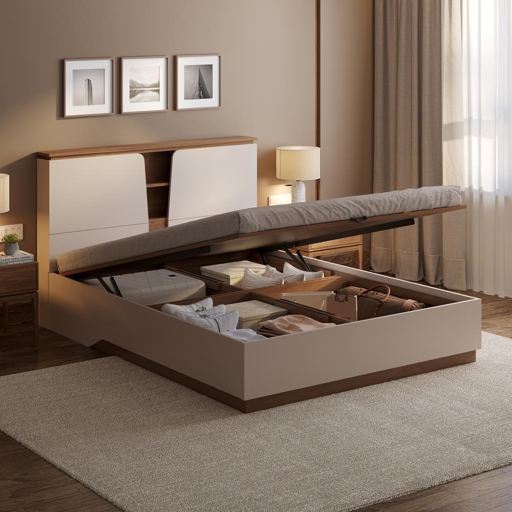 Wakefit Kora Queen Storage Engineered Wood Bed with Hydraulic mechanism