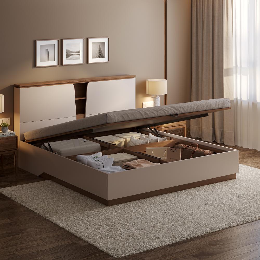 Wakefit Kora King Storage Engineered Wood Bed with Hydraulic mechanism