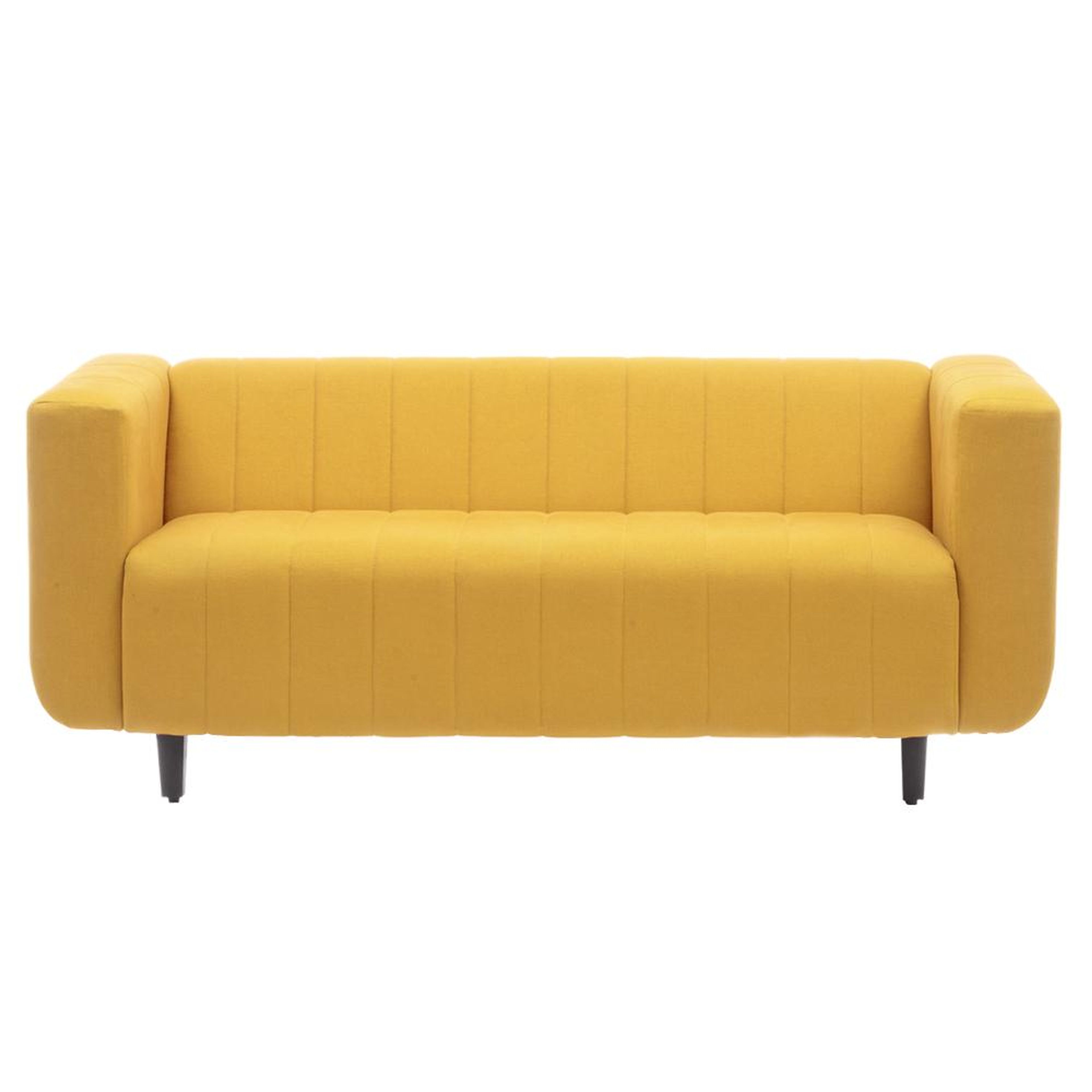 Modern 3-Seater Sofa yellow Leatherette