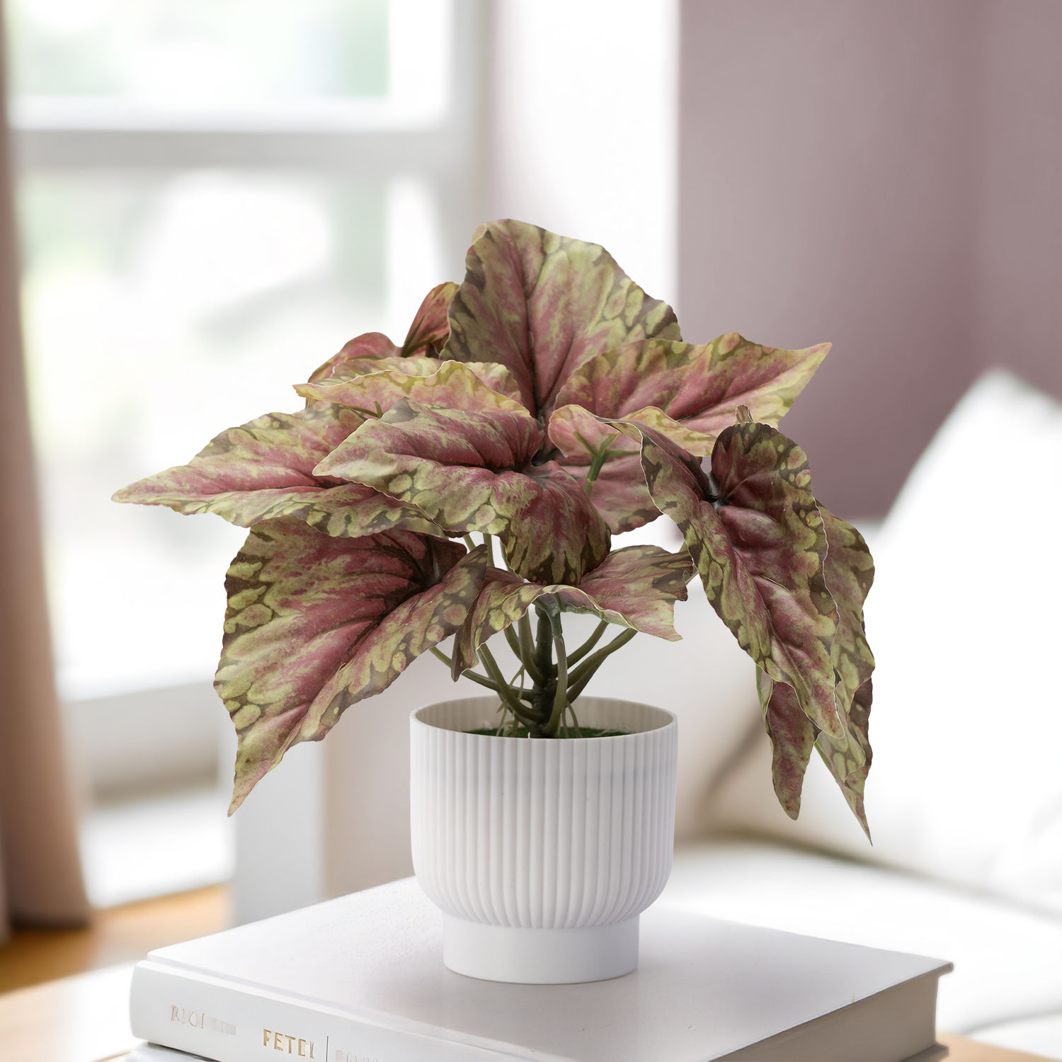 Table Top Artificial Plant with Plastic Pot | Indoor & Outdoor Decor Item | Ideal for Coffee Tables, Office Desks, Shelves & Patio | 9 Inch Plant | Calyfron Artificial Plant