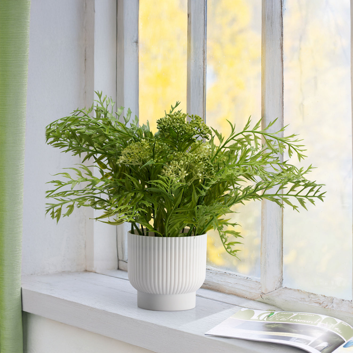Table Top Artificial Plant with Plastic Pot | Indoor & Outdoor Decor Item | Ideal for Coffee Tables, Office Desks, Shelves & Patio | 9 Inch Plant | Petrosa Artificial Plant
