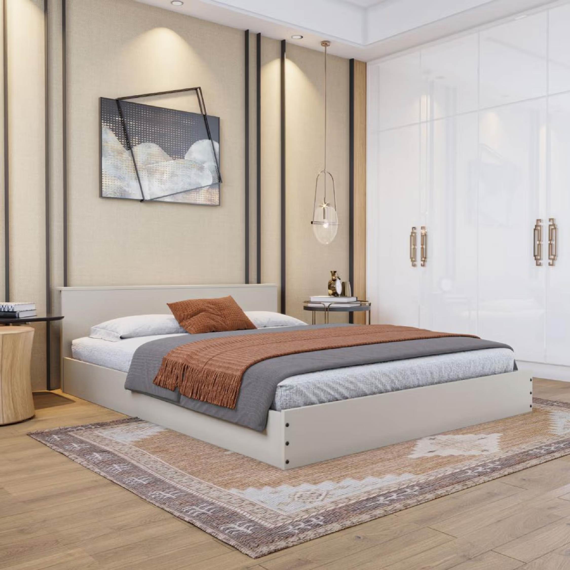 Wakefit Cosmo Queen Engineered wood bed Non Storage