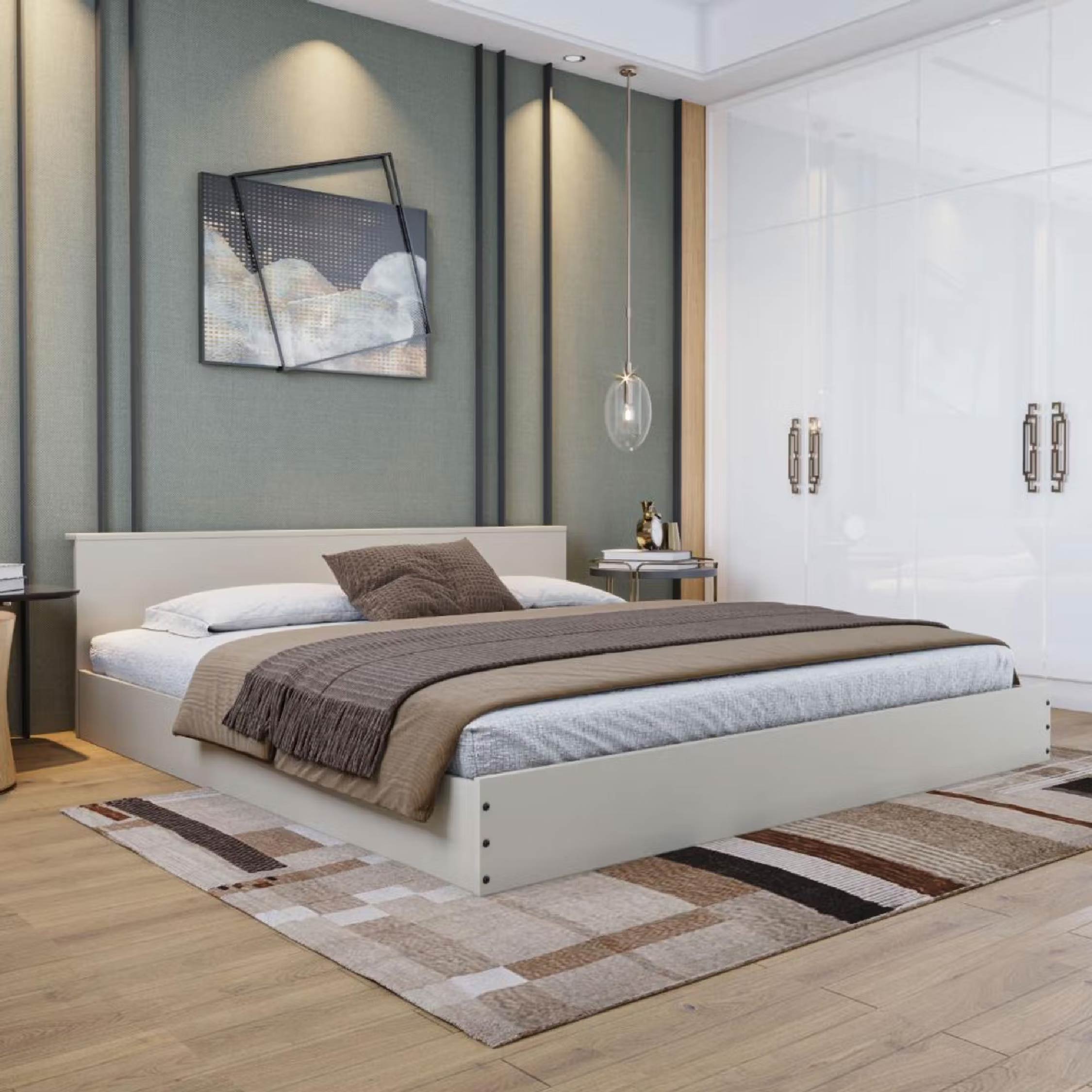 Wakefit Cosmo King Engineered wood bed Non Storage