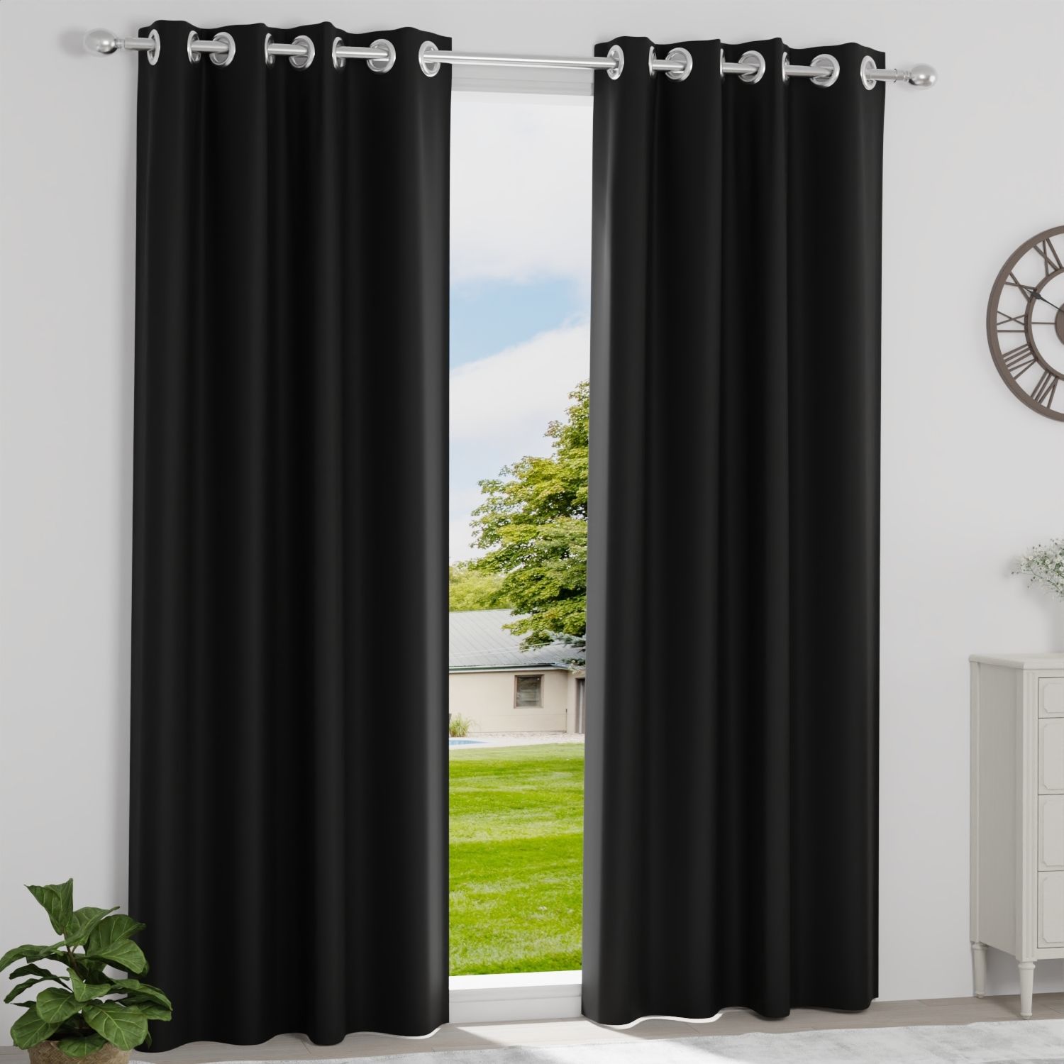 Solid Blackout Curtain | Light Blocking Upto 99% | (7 x 3.9 ft) | For Door | Set of 1 | Reduces Noise | Machine Washable | Black