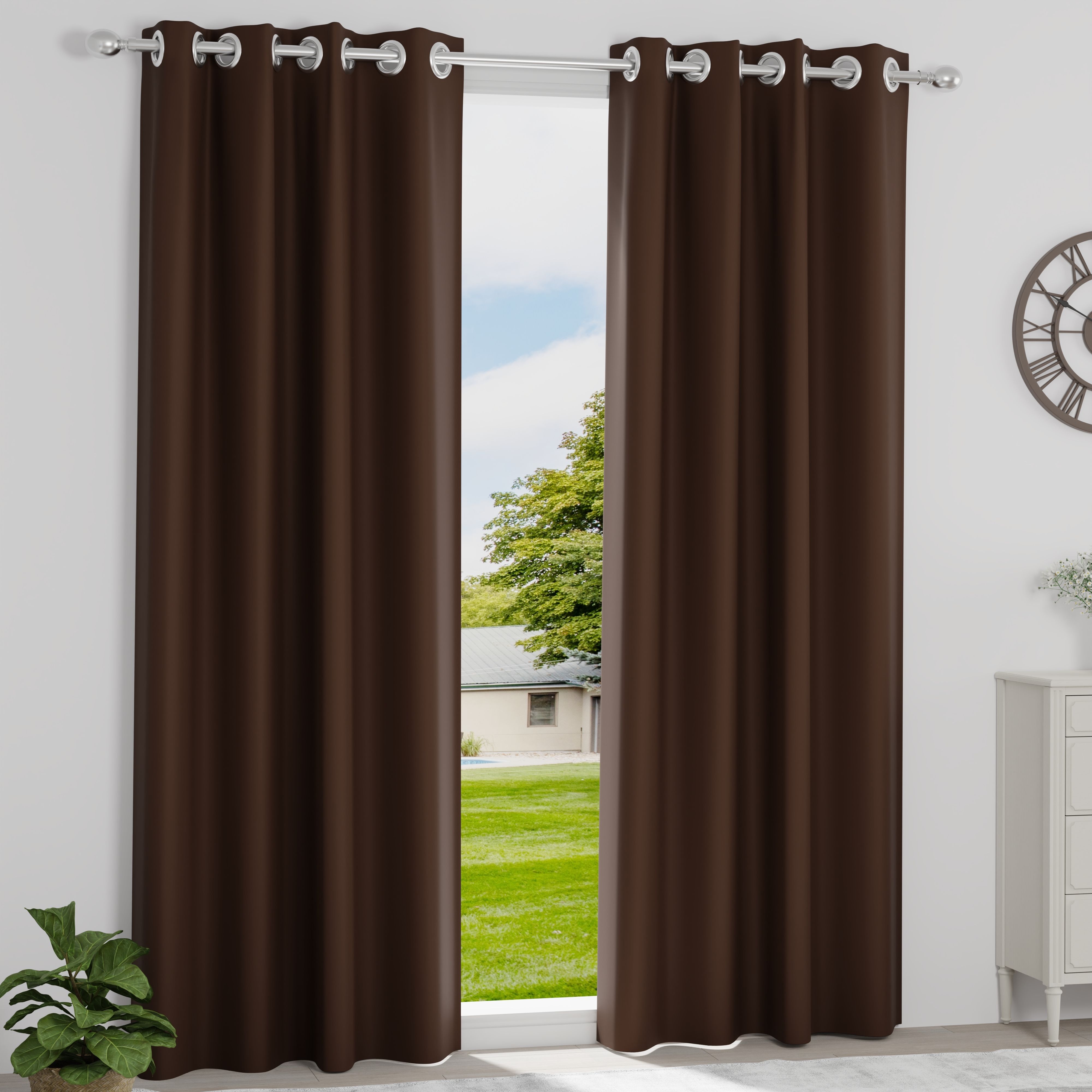 Solid Blackout Curtain | Light Blocking Upto 98% | (9 x 3.9 ft) | For Long Door | Set of 1 | Reduces Noise | Machine Washable | Brown