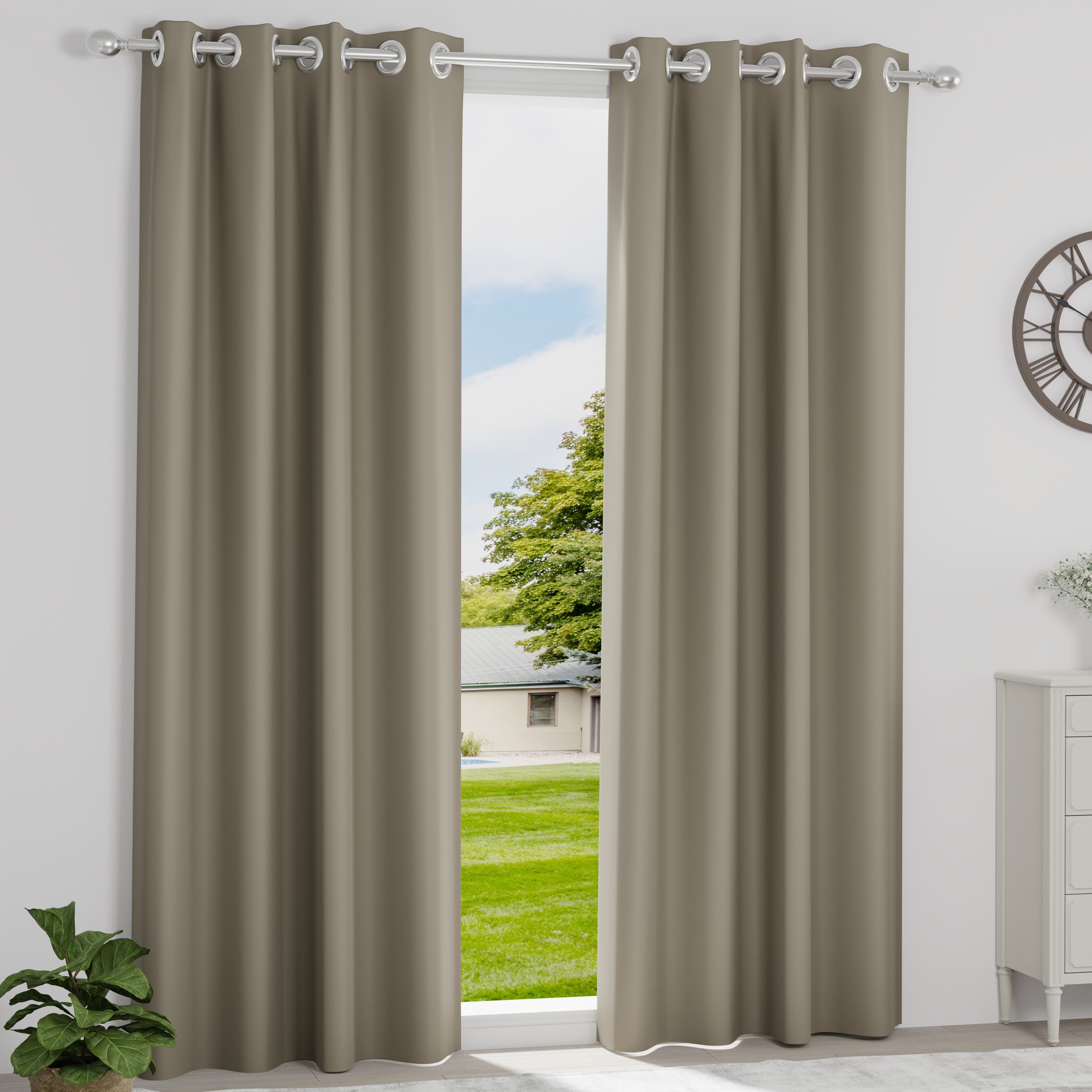 Solid Blackout Curtain | Light Blocking Upto 85% | (9 x 3.9 ft) | For Long Door | Set of 1 | Reduces Noise | Machine Washable | Light Brown
