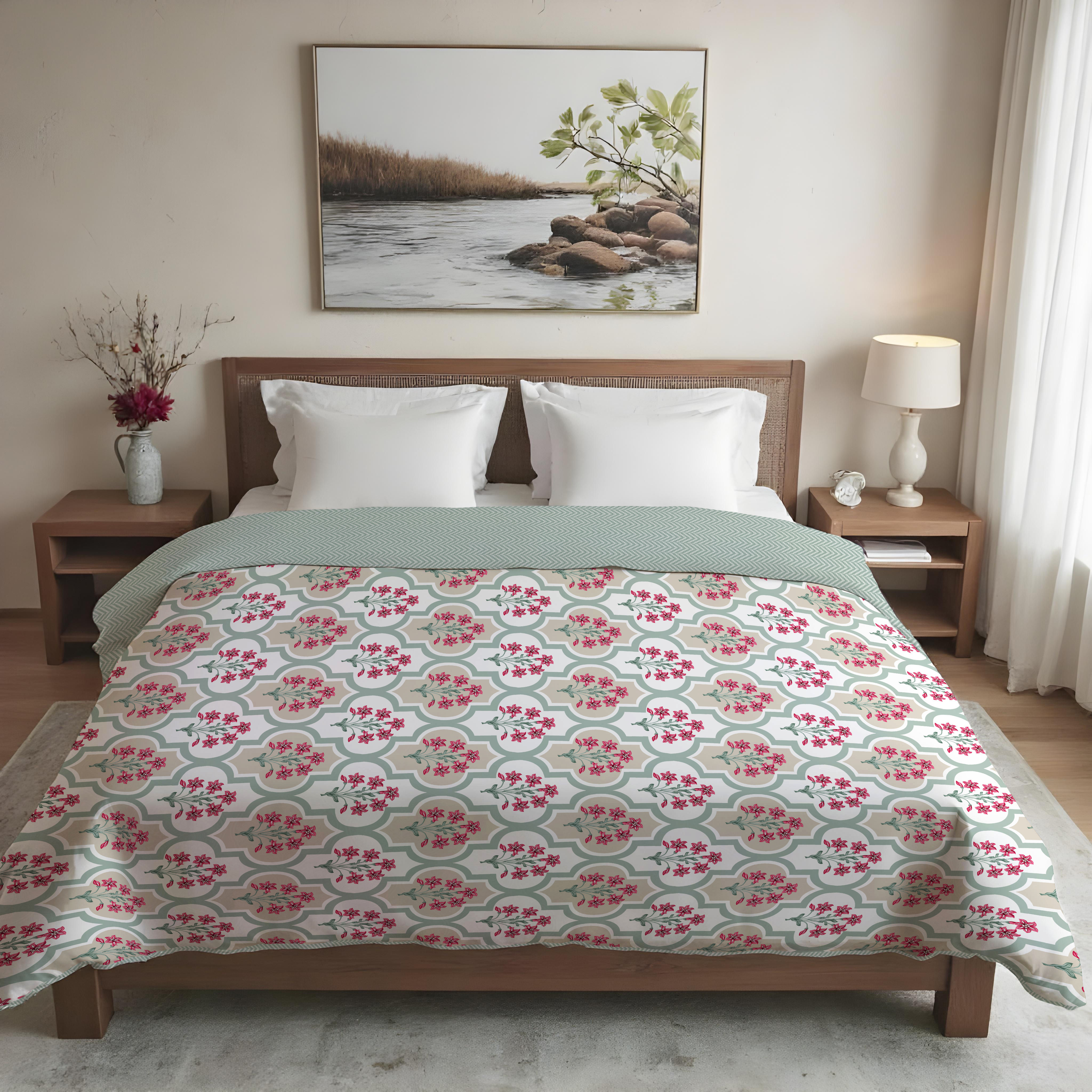 Essentials All Season Dohar | Single(86x56 Inch) | 110 GSM | 100% Cotton | Reversible Design | AC Blanket | Safira