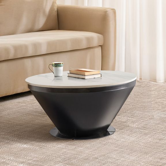 Espresso BIG Coffee Table I Marble Finish I Vitrified Tile Top I Alaska White