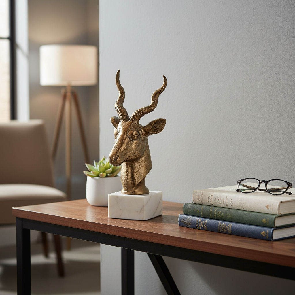 Buy Astag Bronze Tabletop Deer Head Figurine Online At Best Price