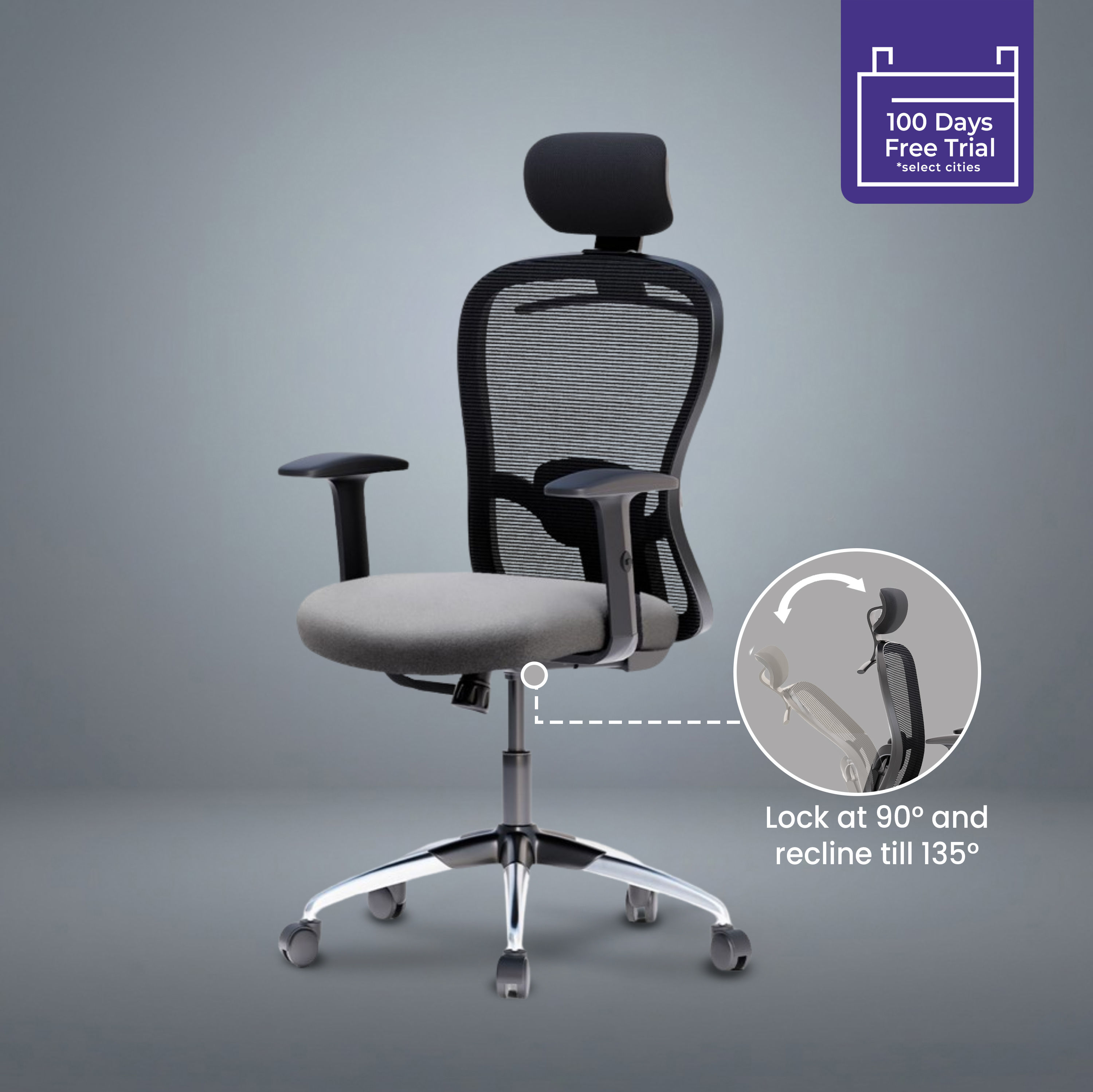 Wakefit Safari Prime High Back Ergonomic Office Chair | Chrome Base | 2025 Edition | DIY (Do It Yourself)