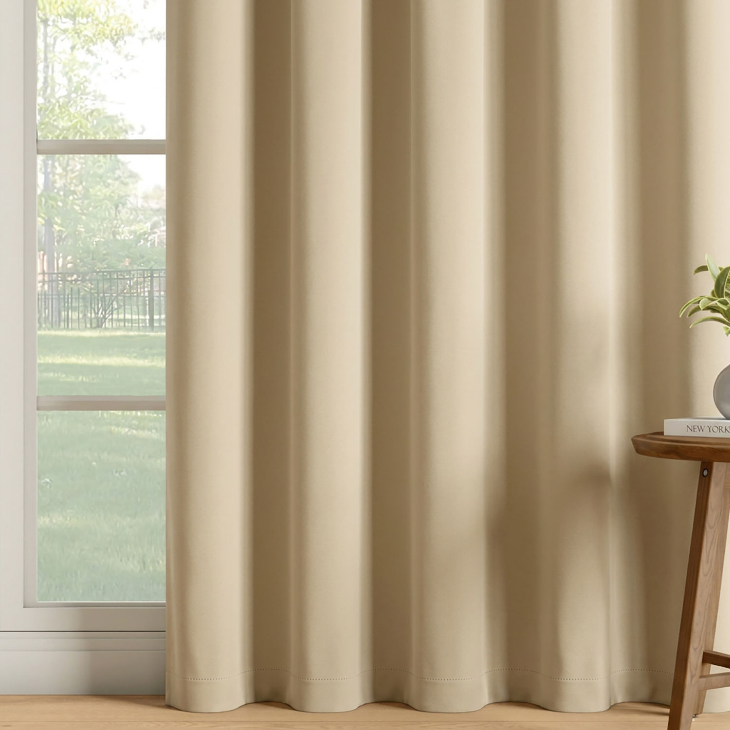 Solid Blackout Curtain | Light Blocking Upto 80% | (5 x 3.9 ft) | For Window | Set of 1 | Reduces Noise | Machine Washable | Beige