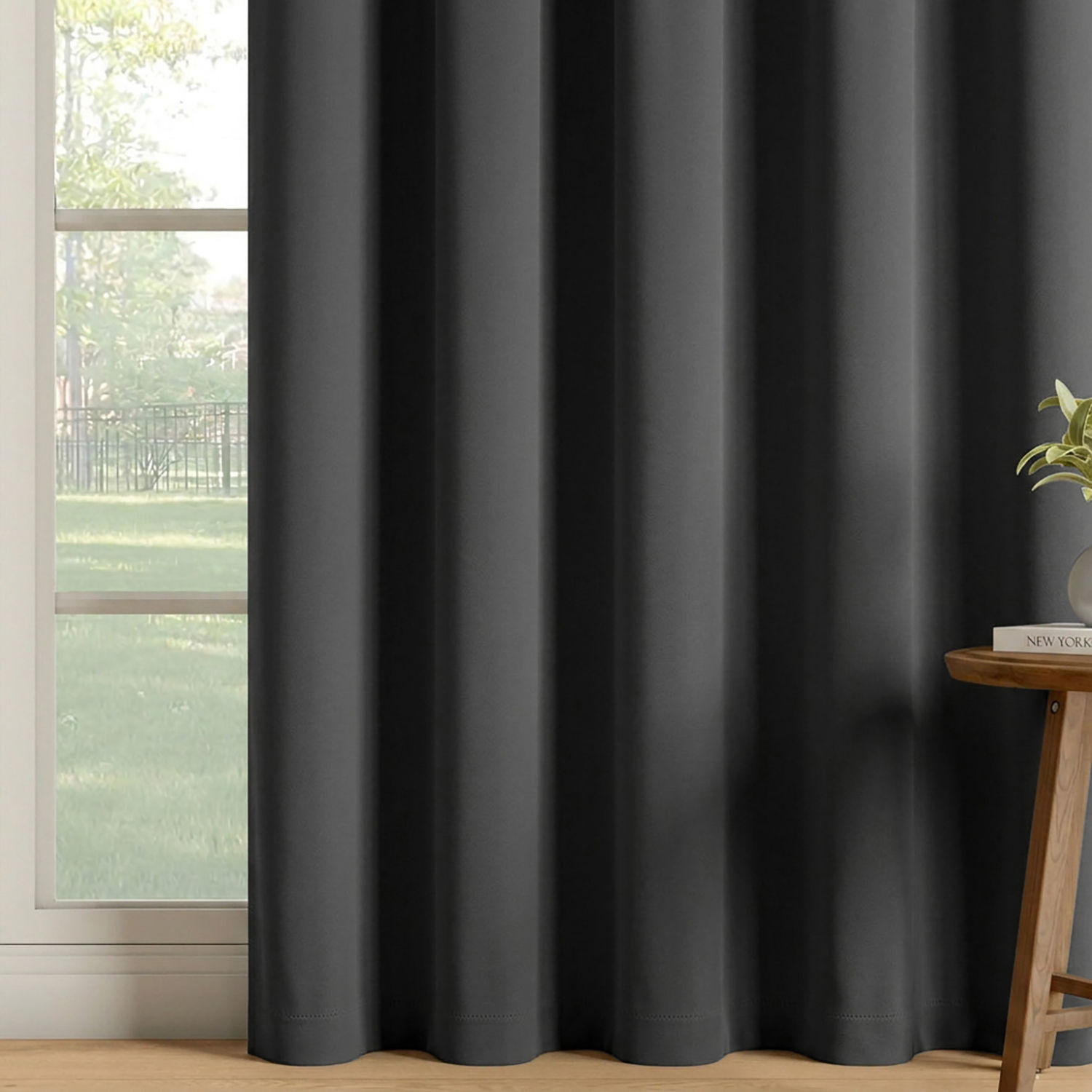 Solid Blackout Curtain | Light Blocking Upto 92% | (9 x 3.9 ft) | For Long Door | Set of 1 | Reduces Noise | Machine Washable | Grey