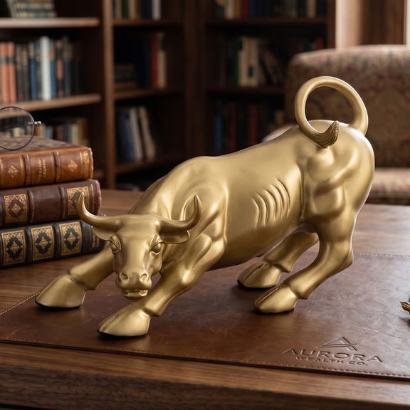 Toroza Raging Bull Gold | Modern Showpiece & Gifting Option | For Living Room, Bedroom, Office & Showcase | Resin Decor