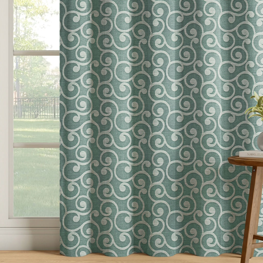 Jacquard Room Darkening Curtain | Light Blocking Upto 70% | (5 x 4 ft) | Window Curtain | Set of 2 | Reduces Noise | Machine Washable | Adler Line Wave Sea Blue