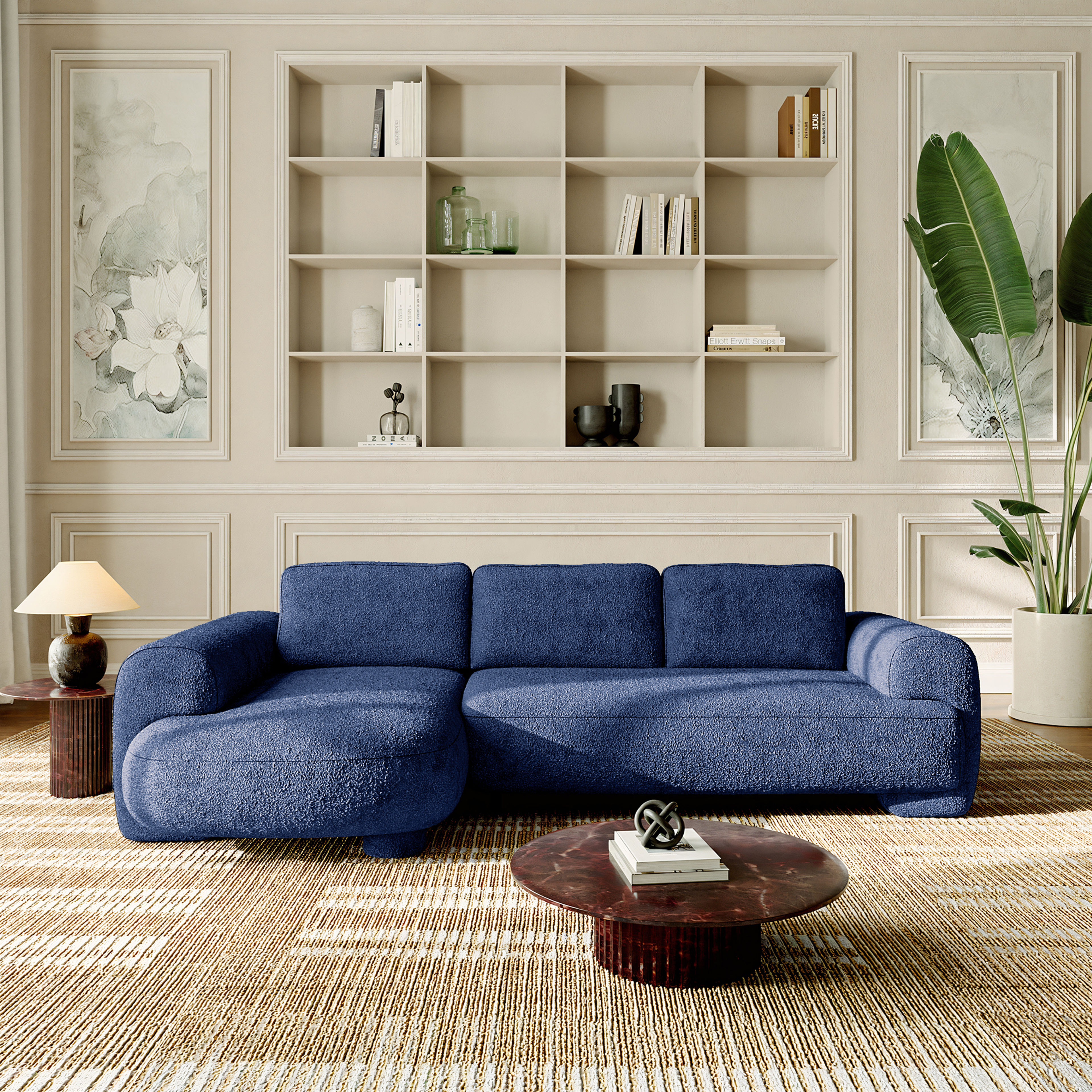 sofa bed seater l couch Wakefit Deep Blue L-Shaped sofa Set, 3-Seater with Chaise, Soft Foam Neem Wood cloth sofa Design sofa seat leather cover couch buy couch