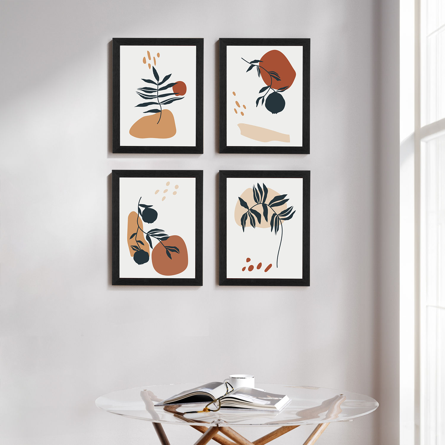 MDF Picture Frame | 11x14 Inch | Set of 4 | For Living Room, Bedroom & Office Decor | Gifting Option | Botanical Touch