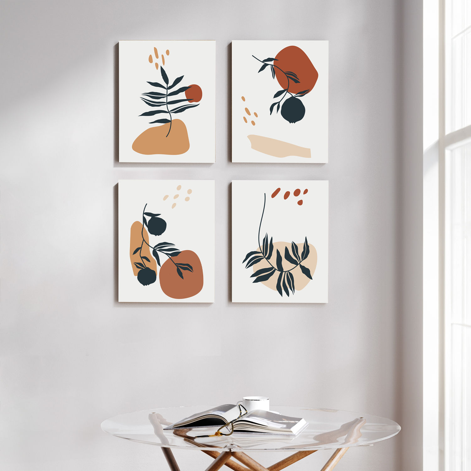 Botanical Touch Vinyl Set of 4 (11X14) Inch