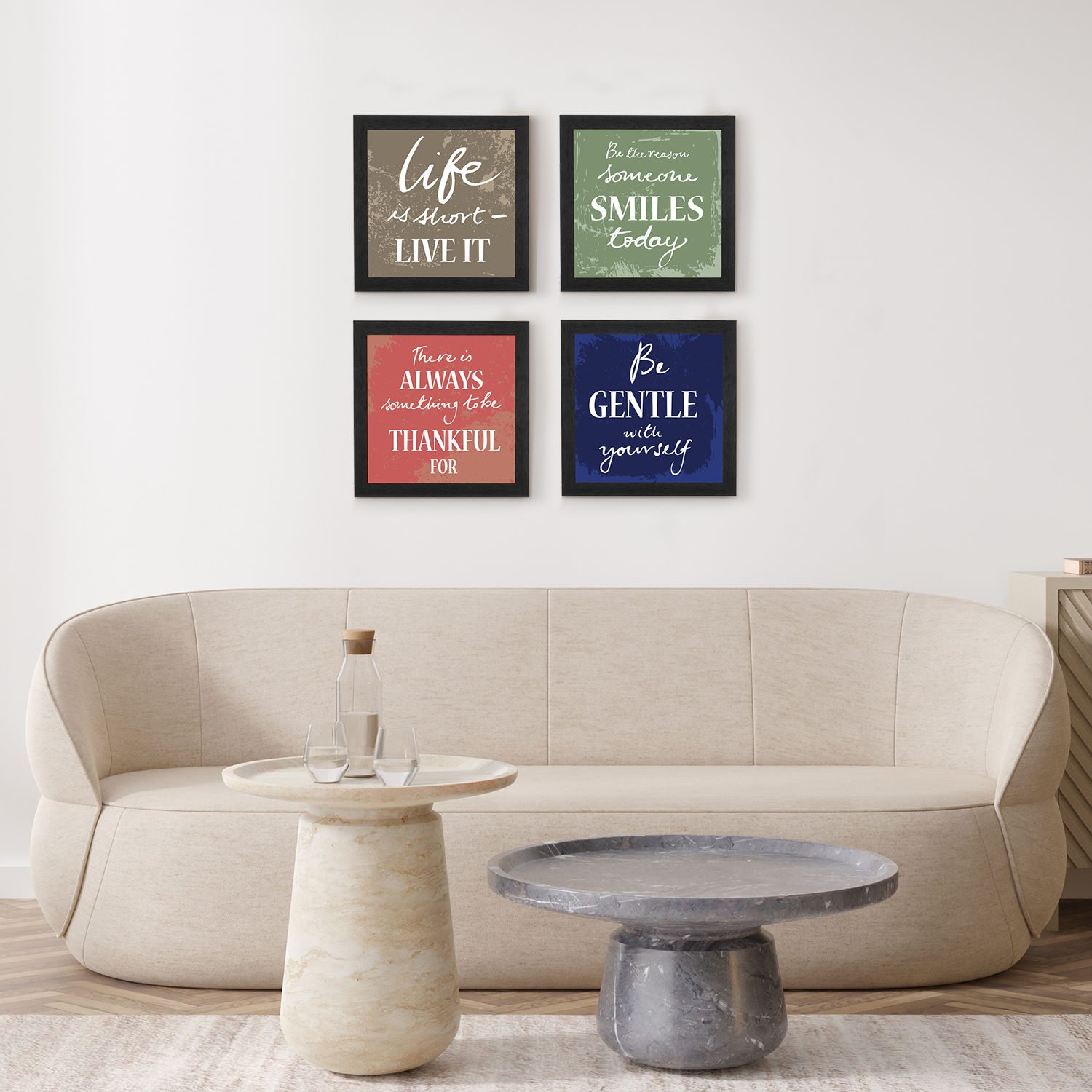MDF Picture Frame | 11x11 Inch | Set of 4 | For Living Room, Bedroom & Office Decor | Gifting Option | Carpe Diem Quote