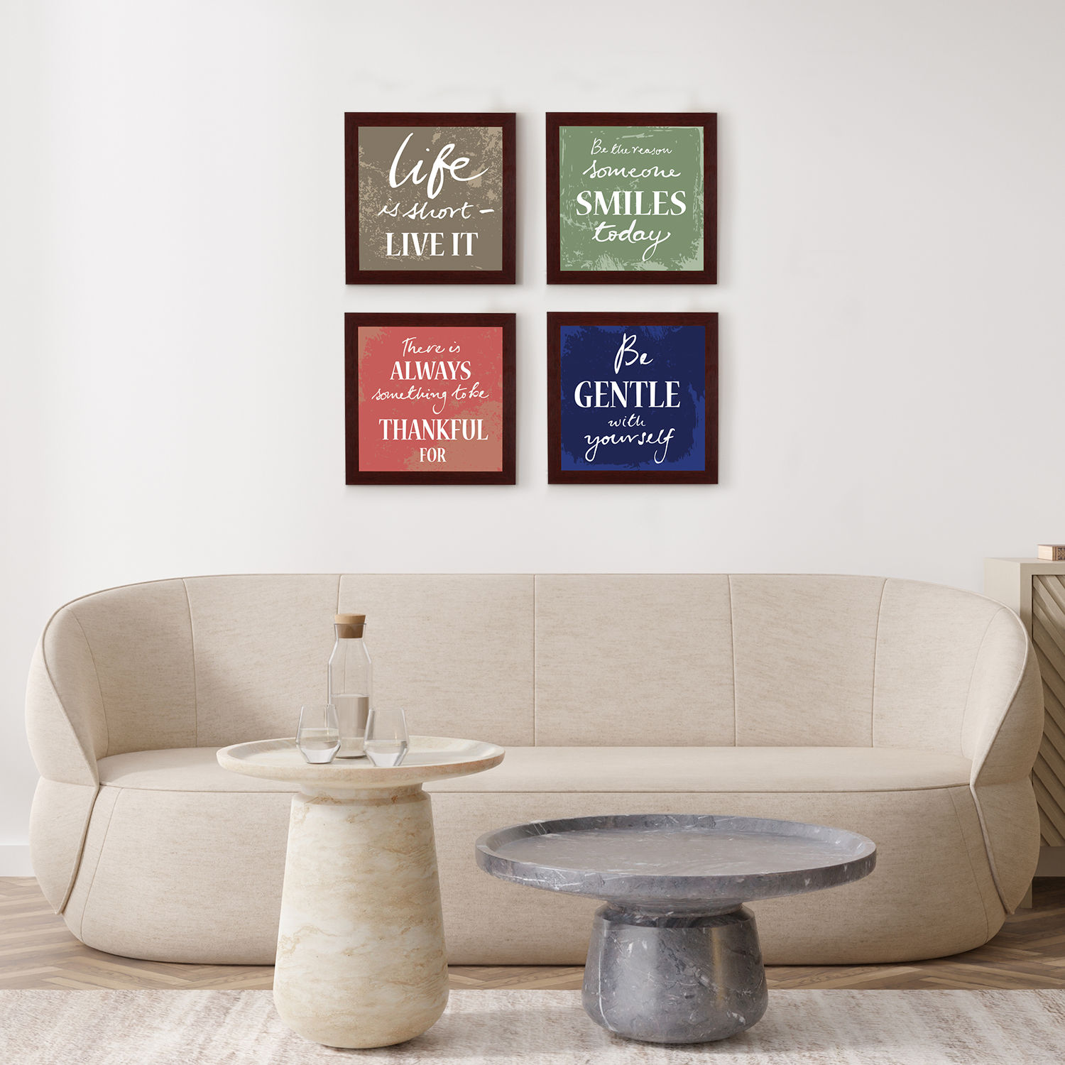 Carpe Diem Quote Red Picture Frame Set of 4 (11X11) Inch
