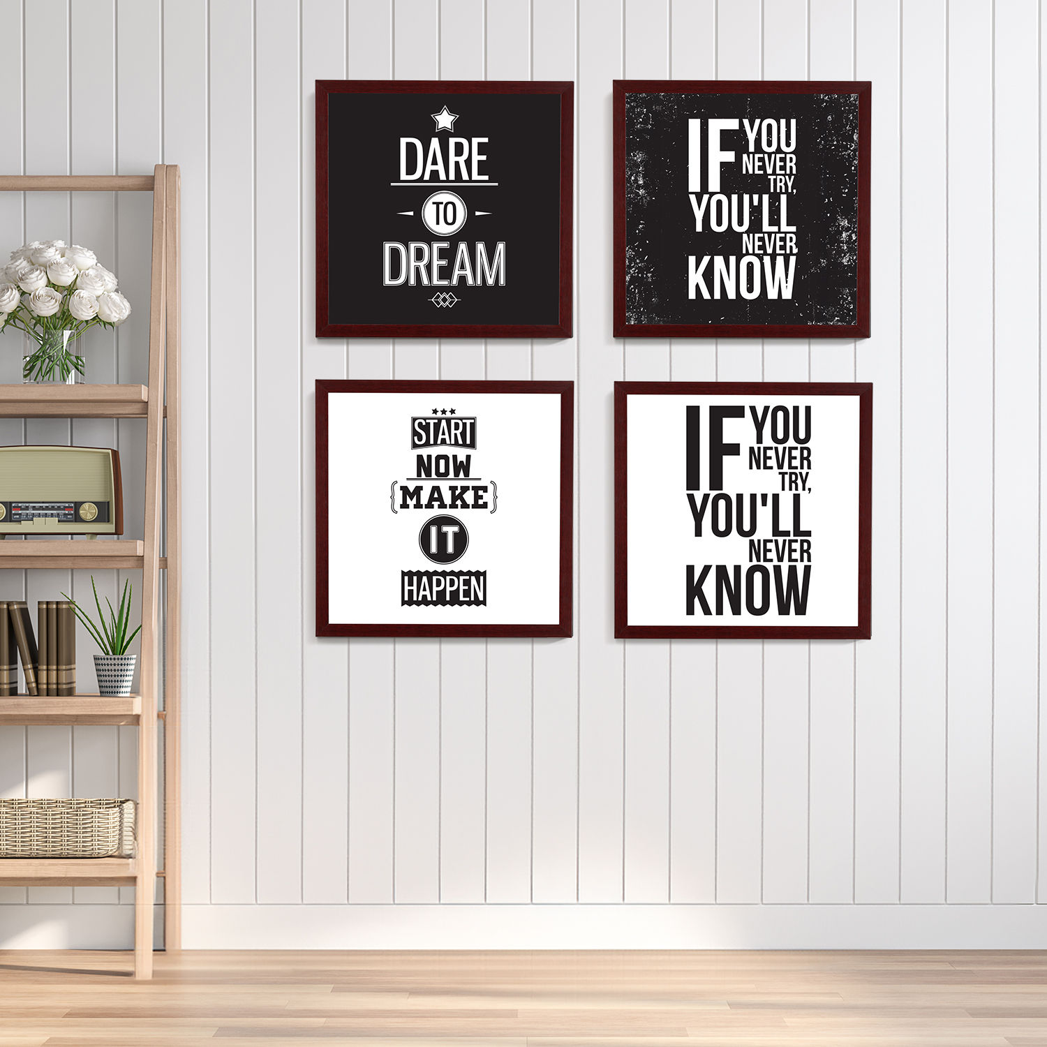 Inspiration Quartet Red Picture Frame Set of 4 (8.5X8.5) Inch